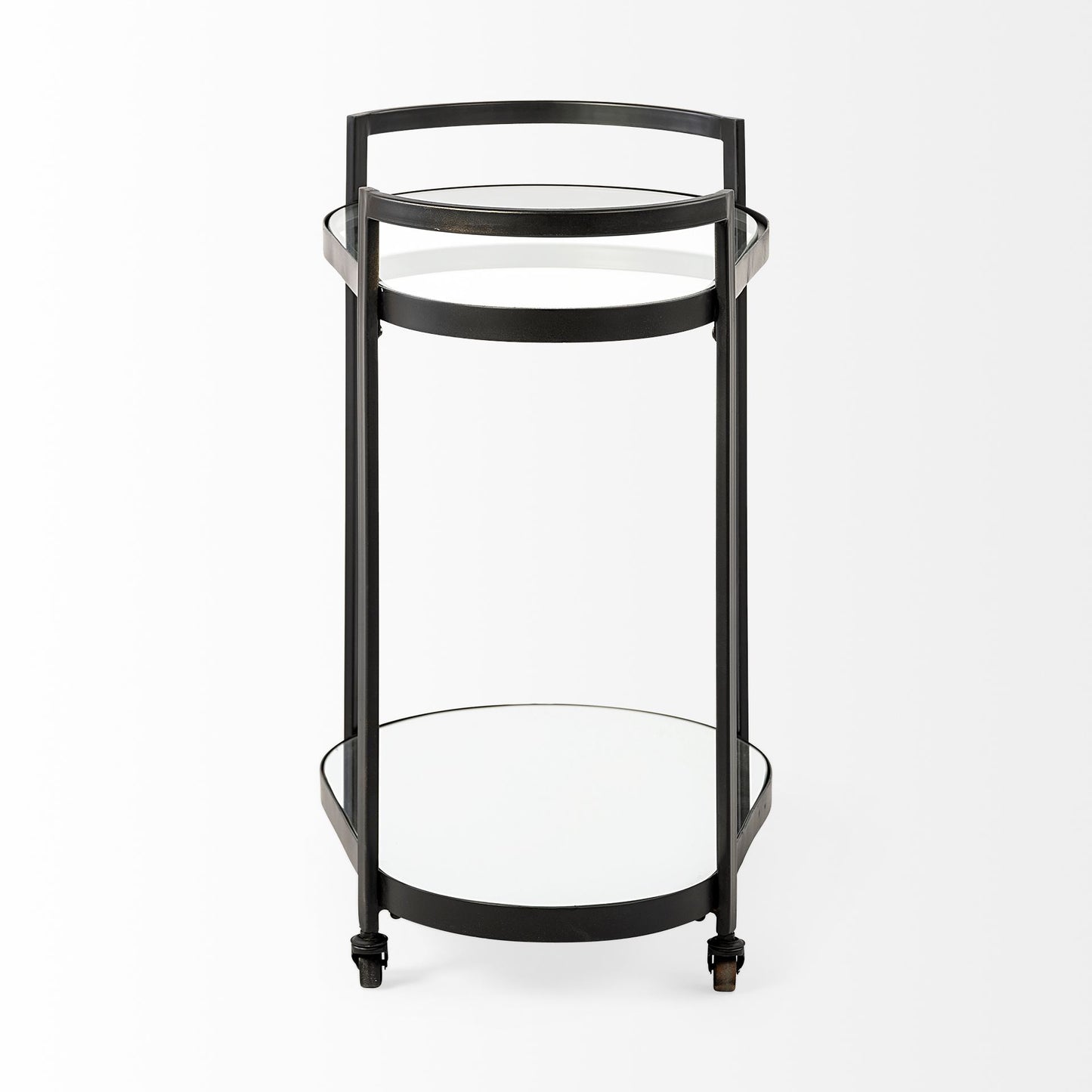 Eleonore Black Metal Frame Two-Tier w/Glass Shelves Bar Cart