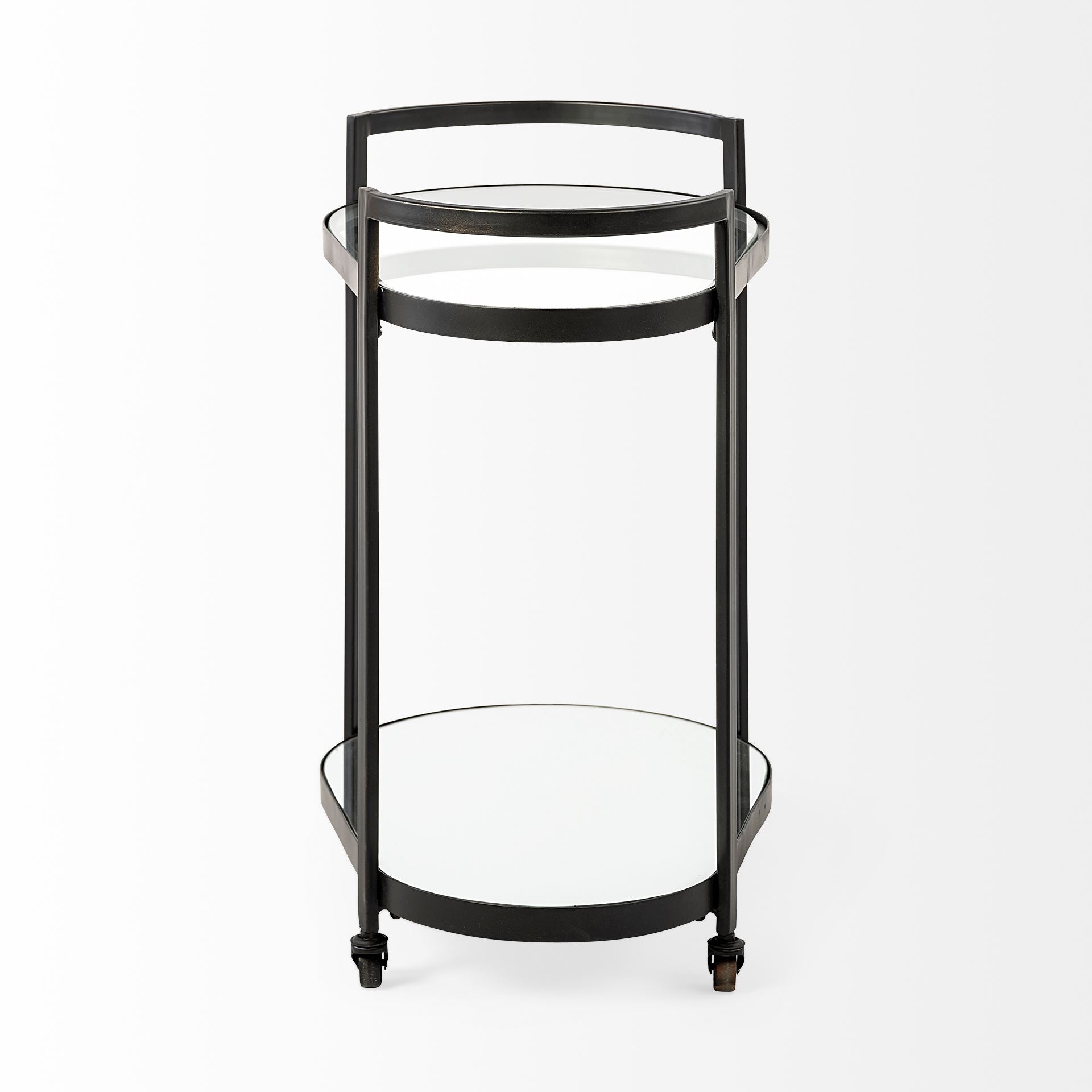 Eleonore Black Metal Frame Two-Tier w/Glass Shelves Bar Cart