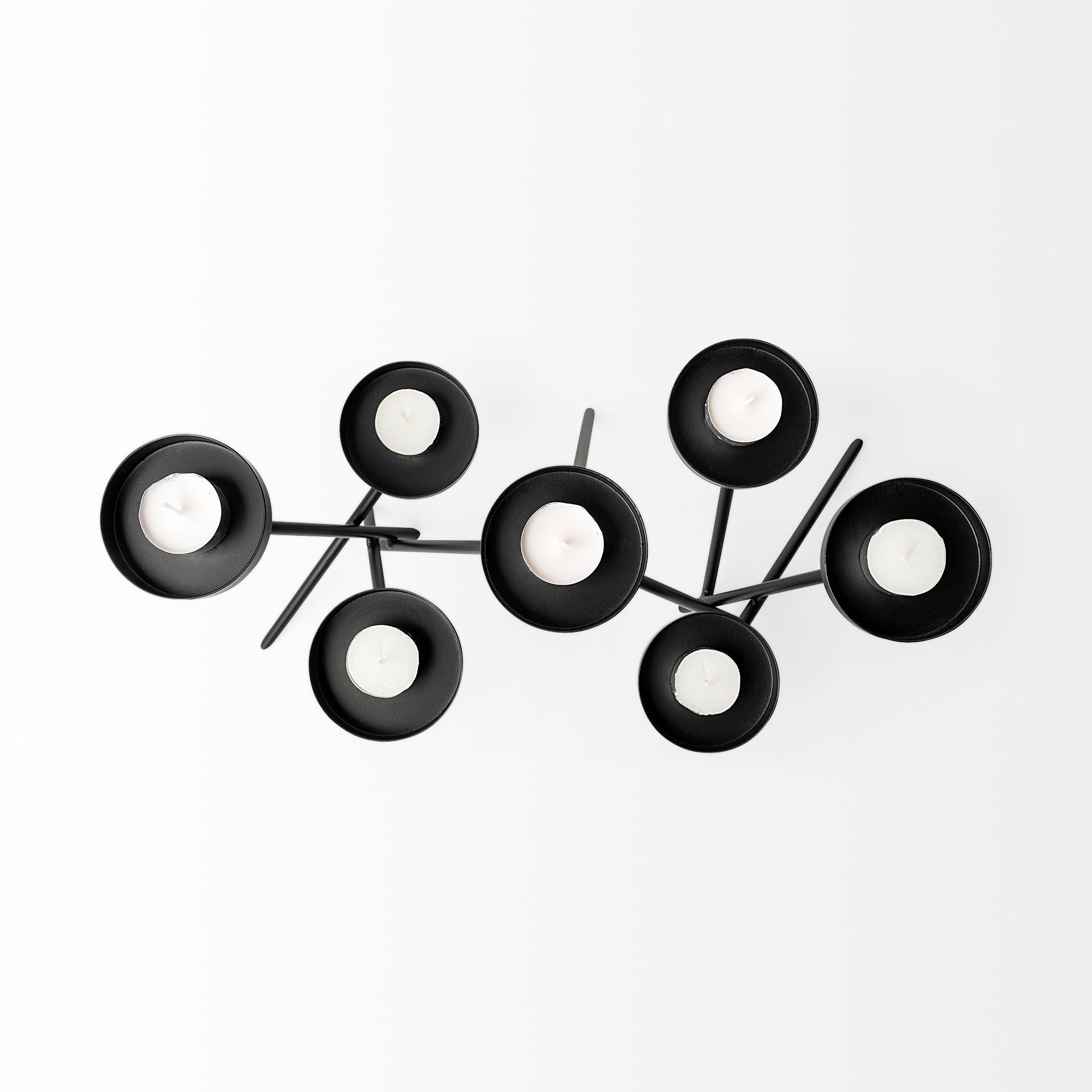 Meira Black Metal Seven Votive Table Candle Holder