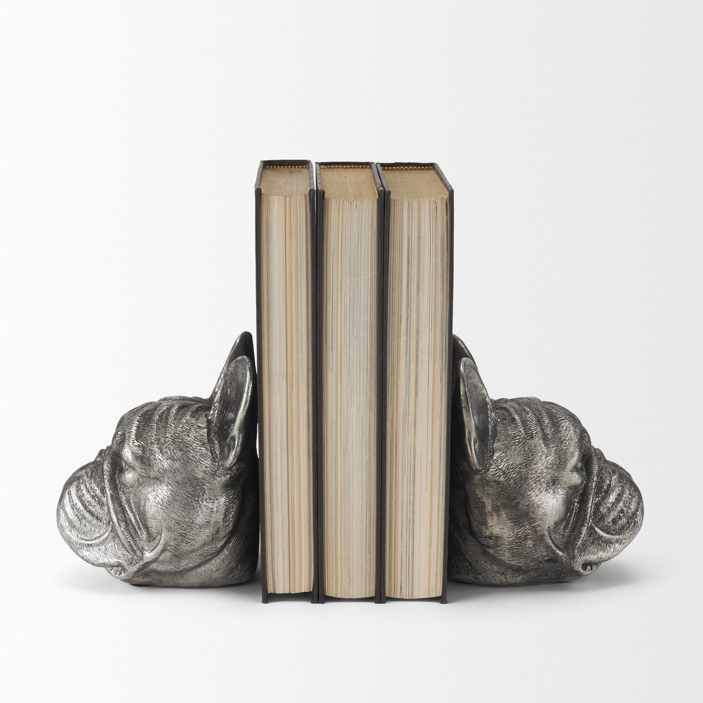 Bruno (Set of 2) 5L x 5W Silver American Bulldog Bookends