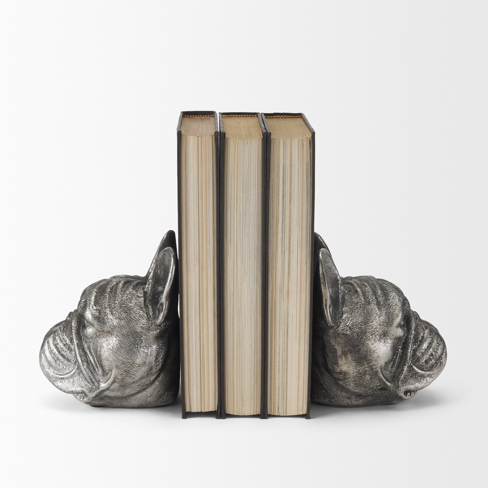 Bruno (Set of 2) 5L x 5W Silver American Bulldog Bookends