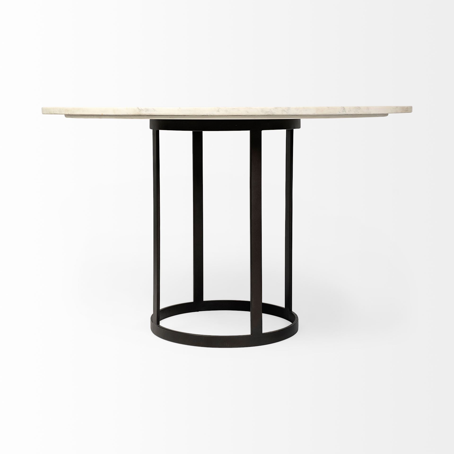 Tanner Dining Table White Marble | Black Metal | Round - dining-table