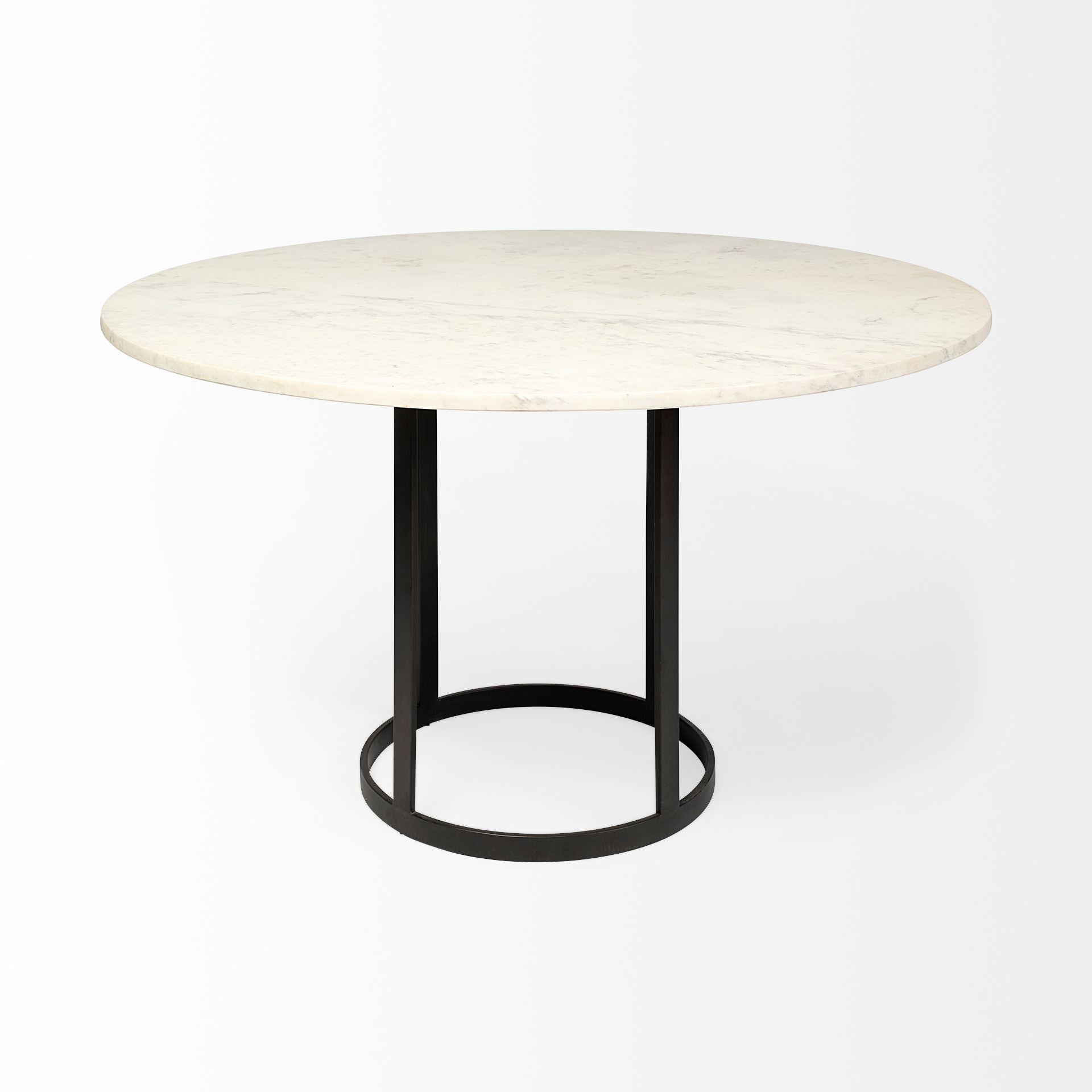 Tanner Dining Table White Marble | Black Metal | Round - dining-table