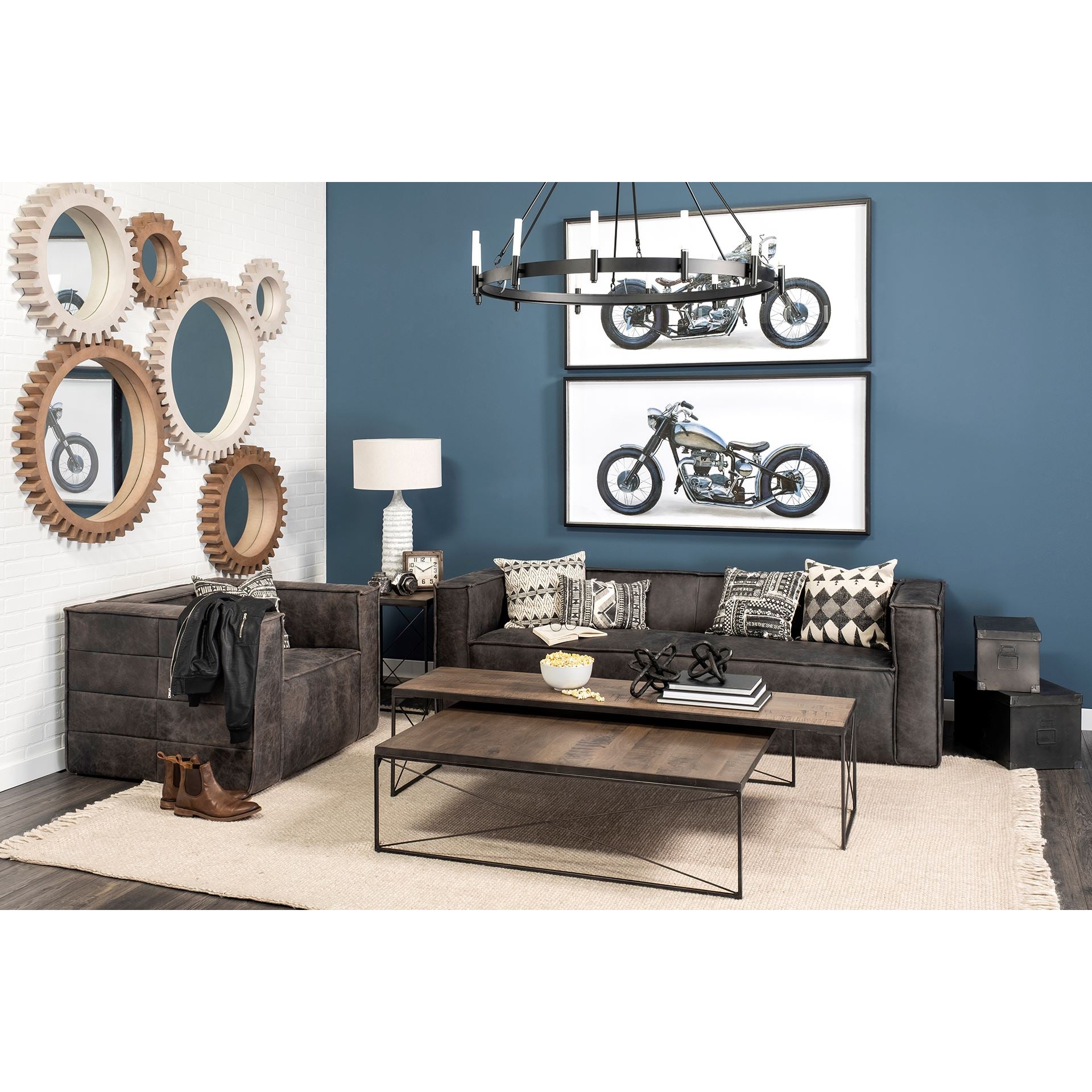 Trestman End Side Table Medium Brown Wood | Black Iron - end-and-side-tables