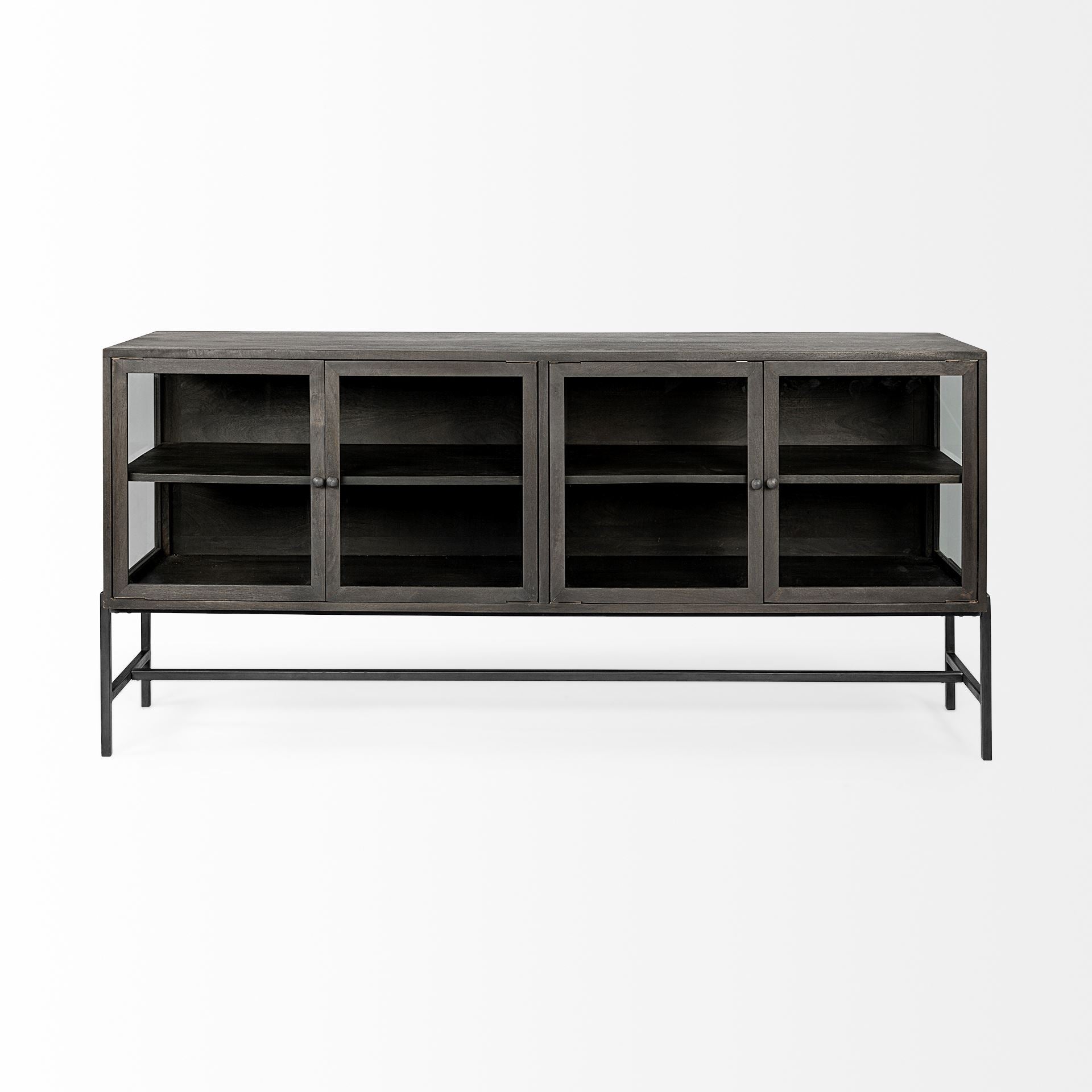 Arelius Sideboard Black-Brown Wood | Black Metal - sideboards-and-buffets
