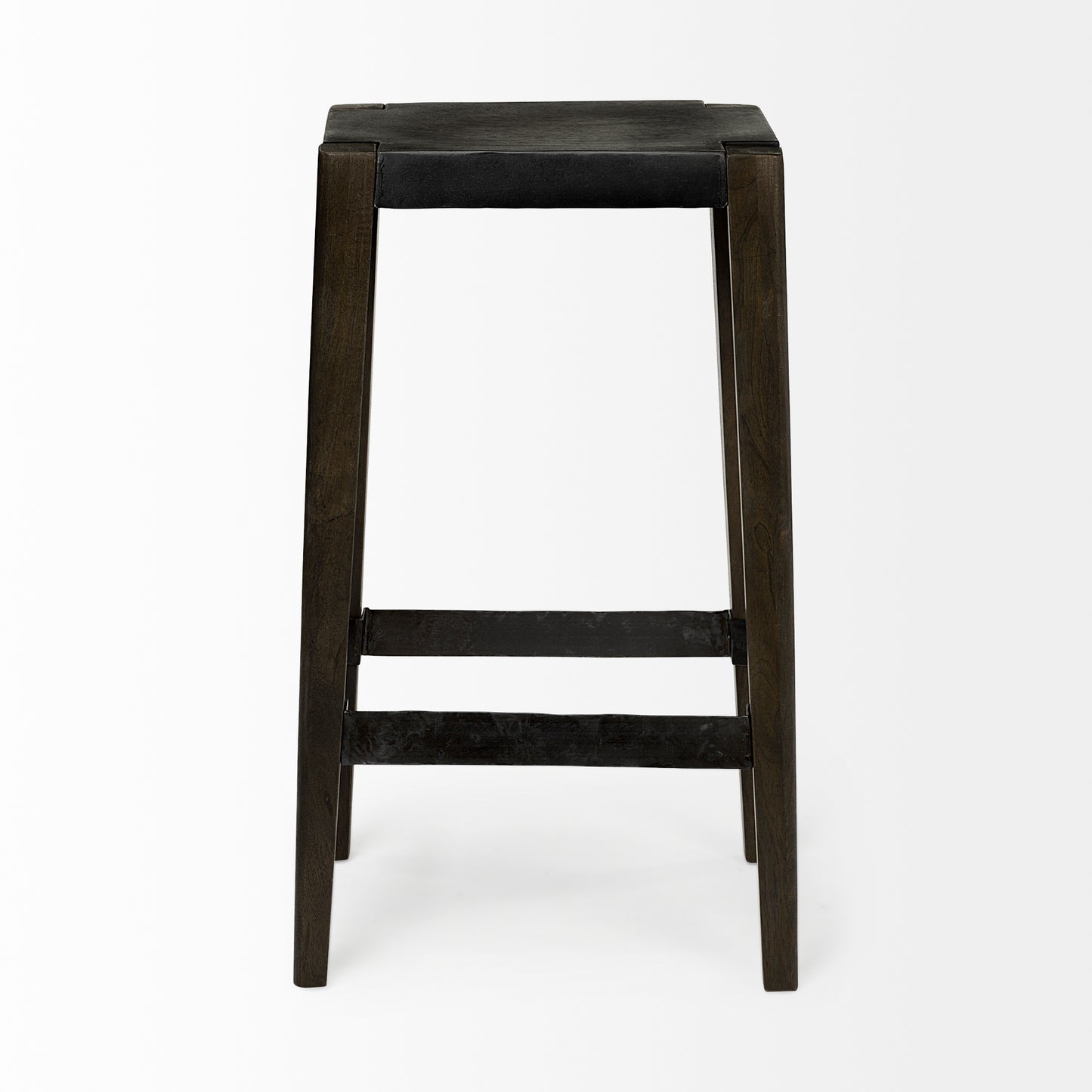 Nell Bar Counter Stool Black Metal | Dark Brown Wood | Bar - bar-stools