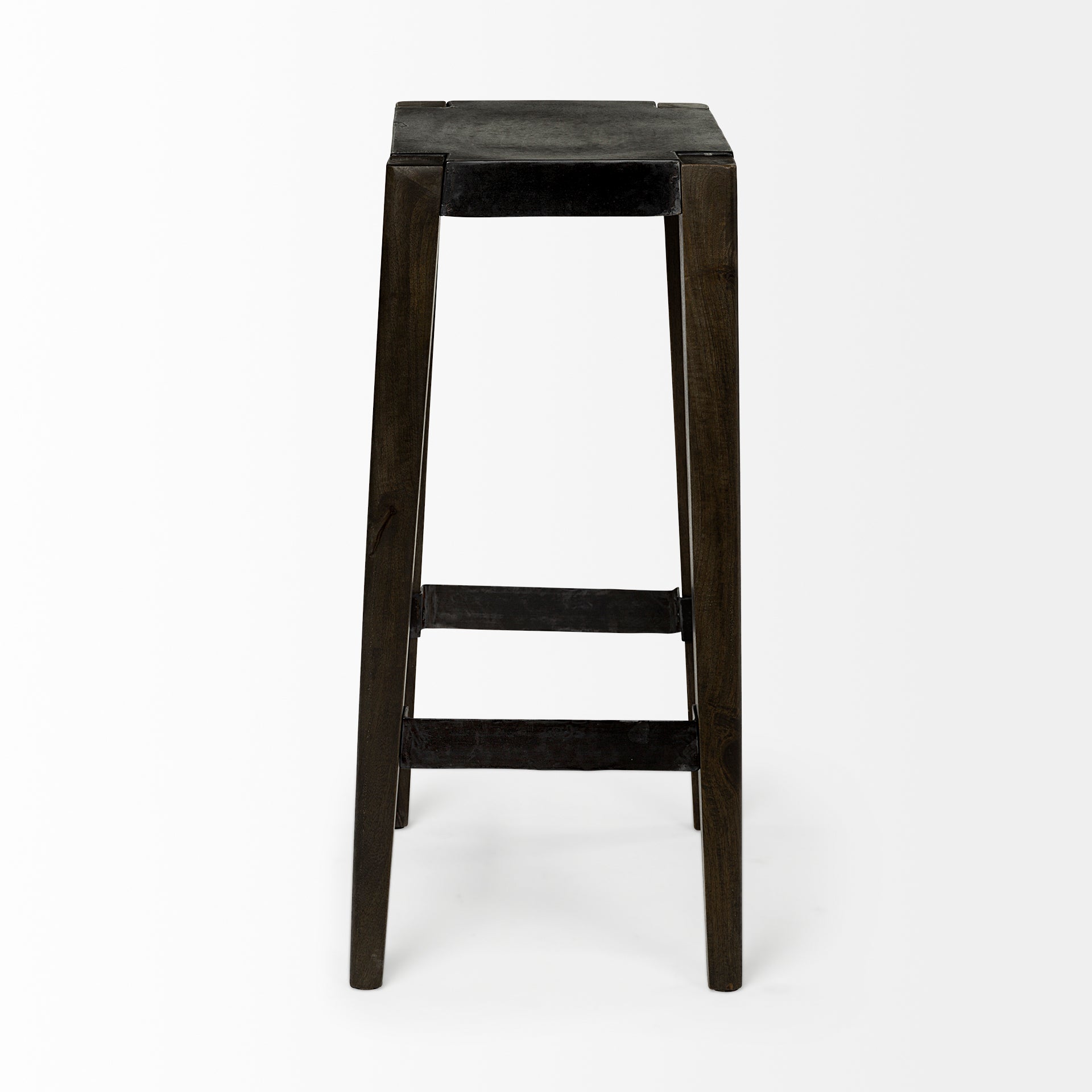 Nell Bar Counter Stool Black Metal | Dark Brown Wood | Bar - bar-stools