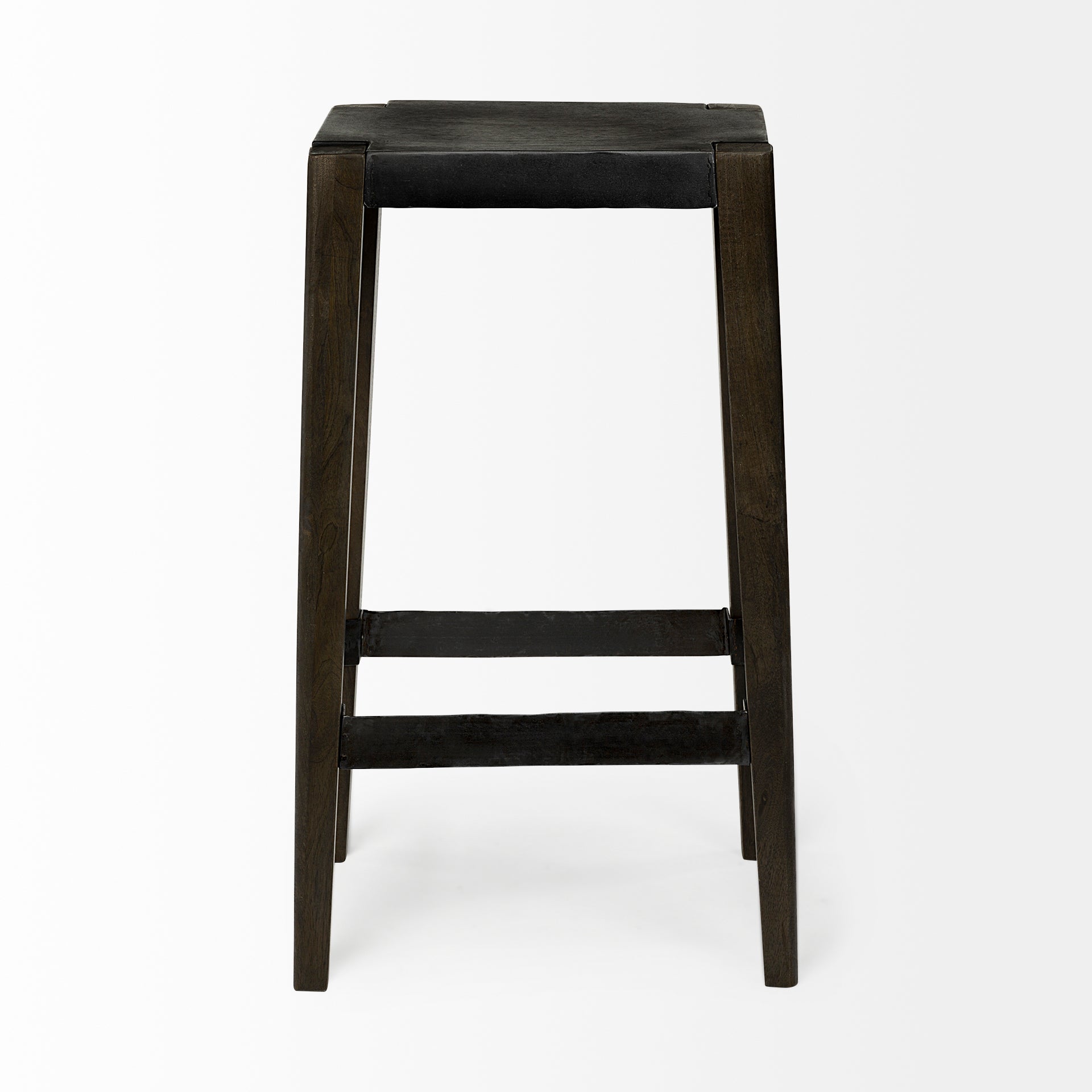 Nell Bar Counter Stool Black Metal | Dark Brown Wood | Bar - bar-stools