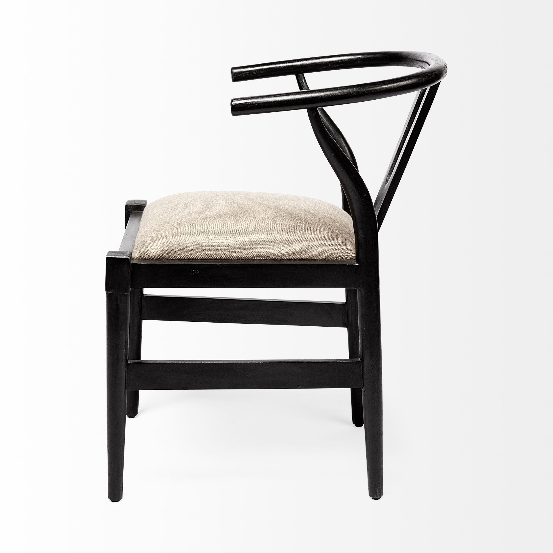 Trixie I  Black Wooden Base w/ Dark Taupe Fabric Seat Dining Chair