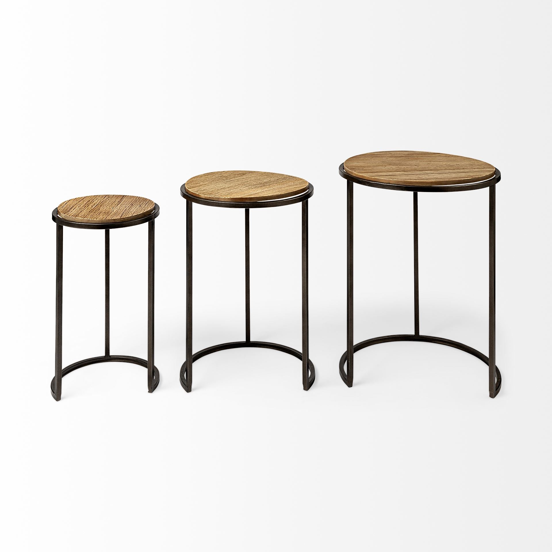 Glover Accent Table Brown Wood | Black Metal - accent-tables
