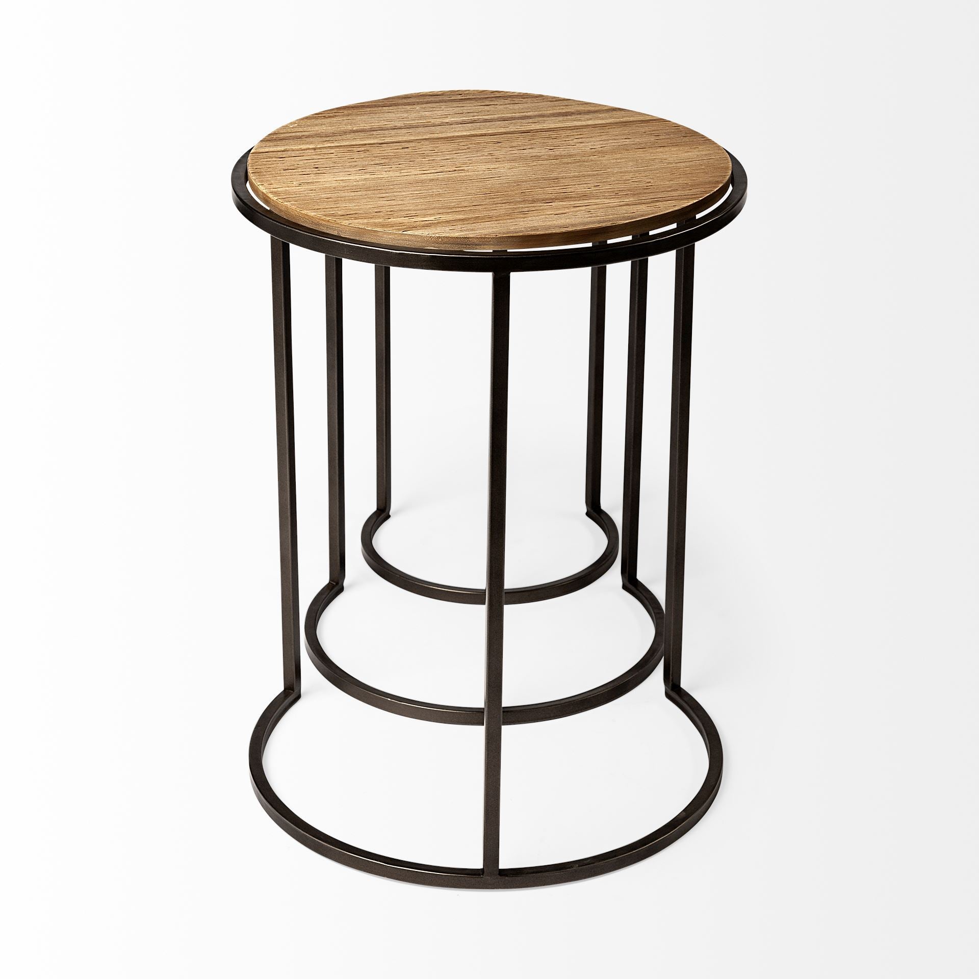 Glover Accent Table Brown Wood | Black Metal - accent-tables