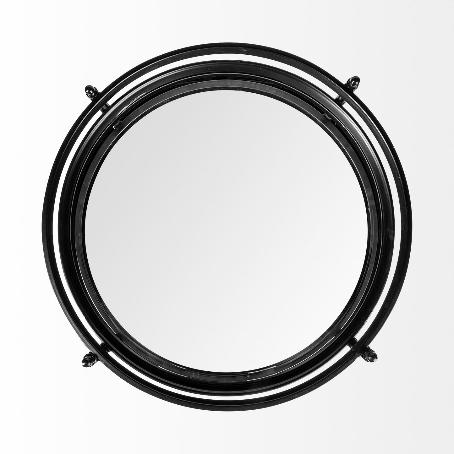 Ada Round Shape Black Metal Frame Two-Tier w/Glass Shelf Bar Cart