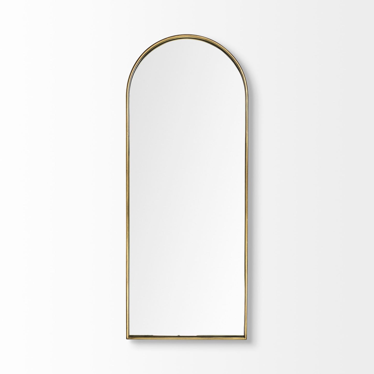 Agatha 28.0L x 2.0W x 70.0H Rounded Arch Gold Metal Frame Full Length Mirror