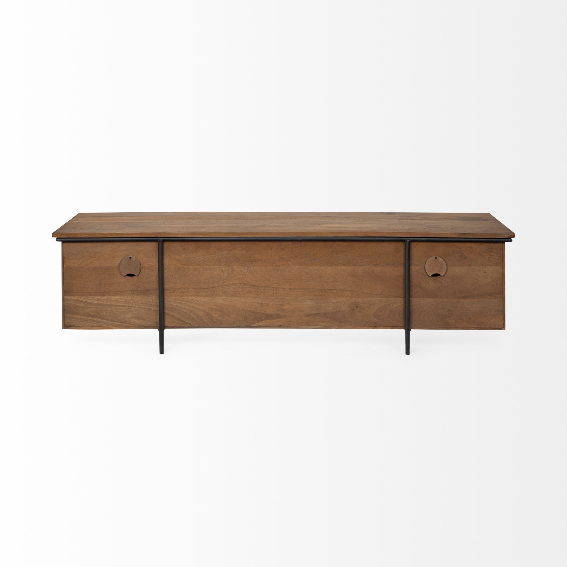 Maddox Media Console Brown Wood | Black Metal - media-console