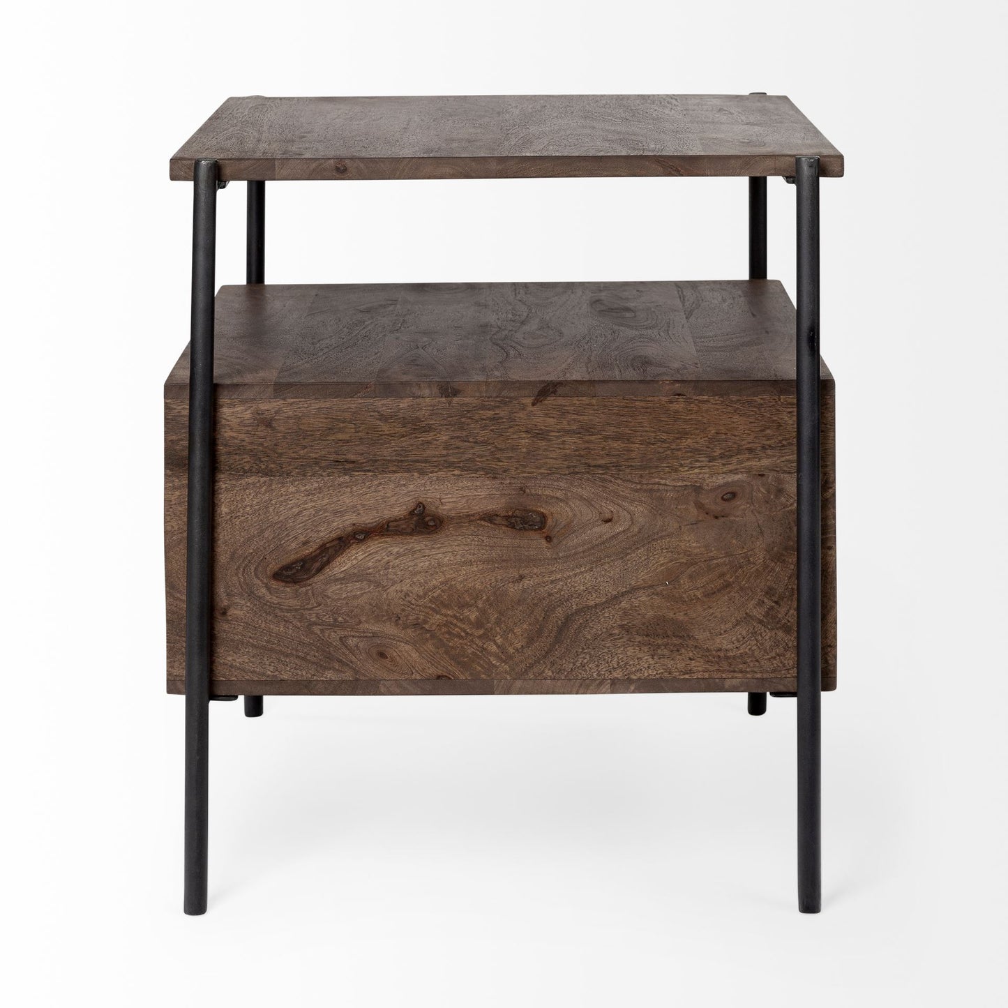 Glenn End Side Table Brown Wood | Black Metal - end-and-side-tables