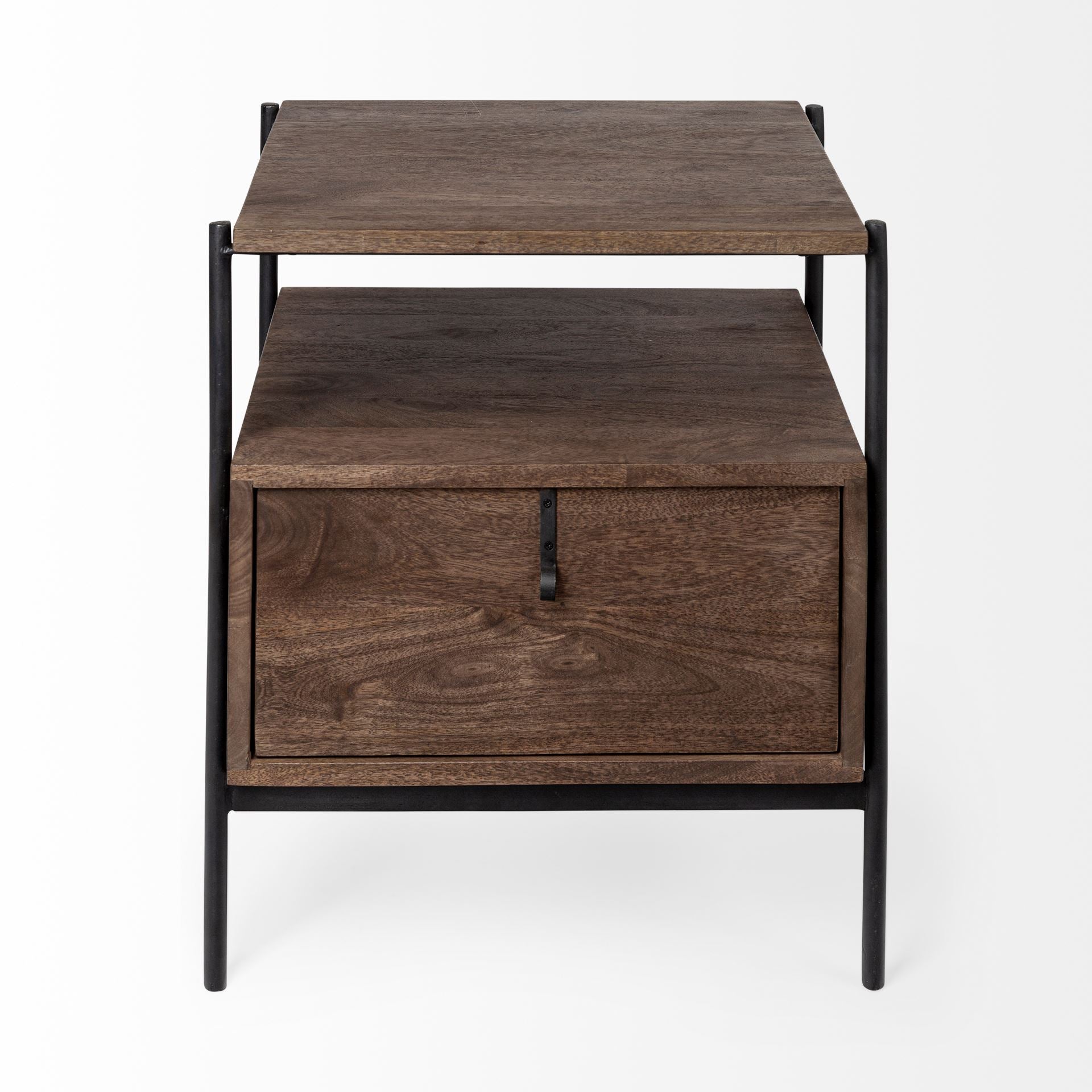 Glenn End Side Table Brown Wood | Black Metal - end-and-side-tables