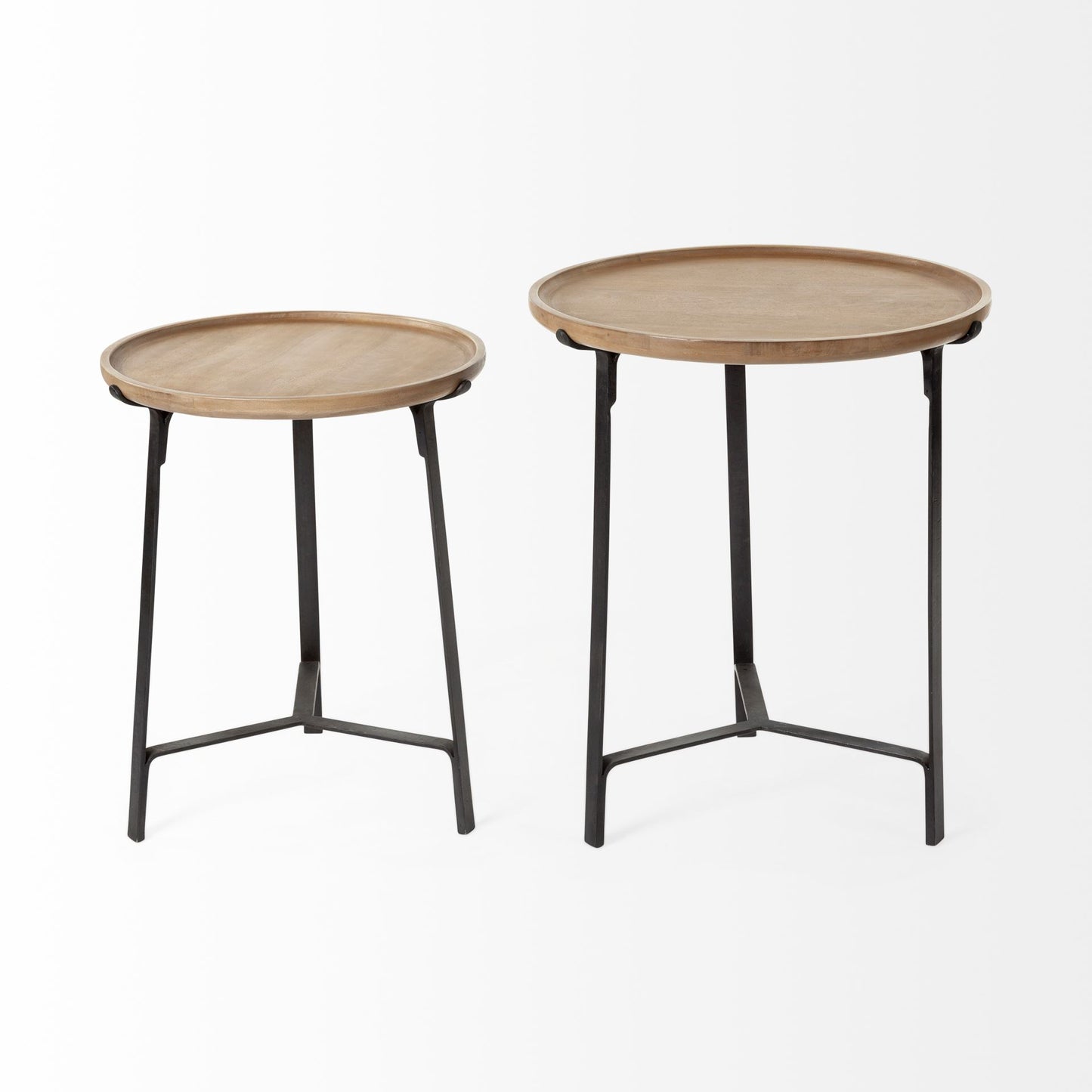 Helios End Side Table Brown Wood | Black Iron - end-and-side-tables