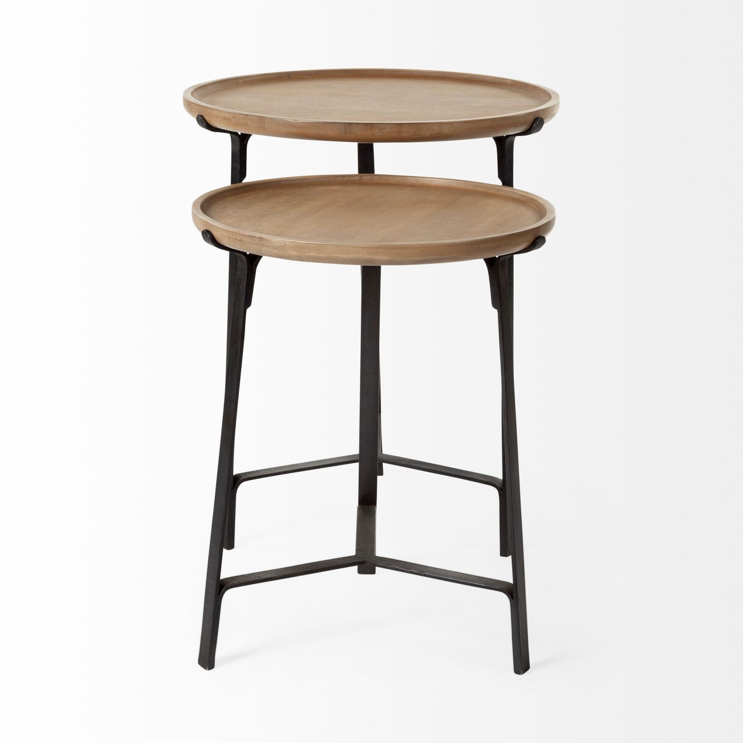 Helios End Side Table Brown Wood | Black Iron - end-and-side-tables