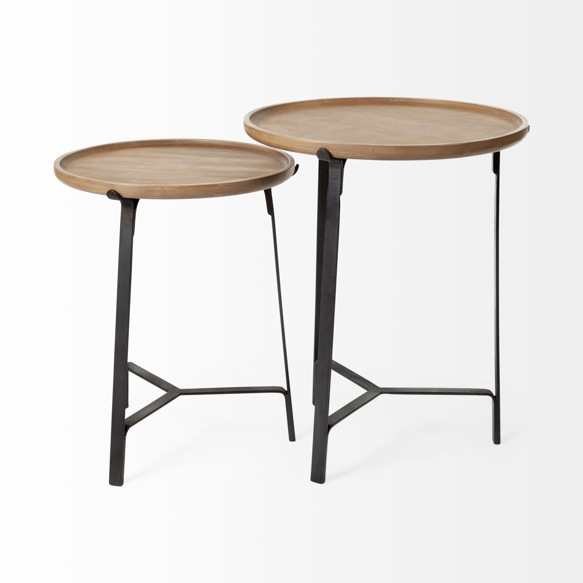 Helios End Side Table Brown Wood | Black Iron - end-and-side-tables