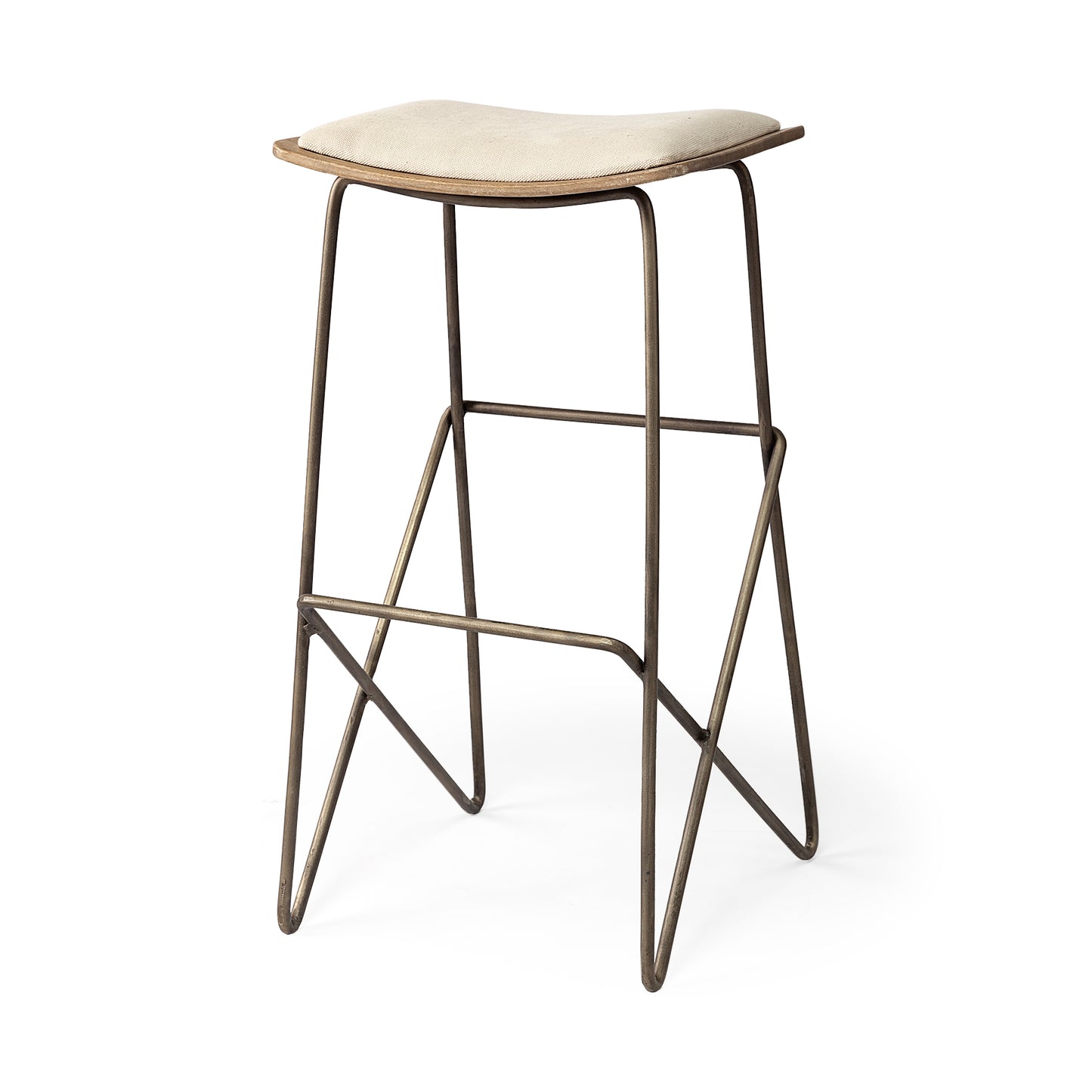 Katniss Bar Counter Stool Cream Fabric | Gold Metal | Bar - bar-stools