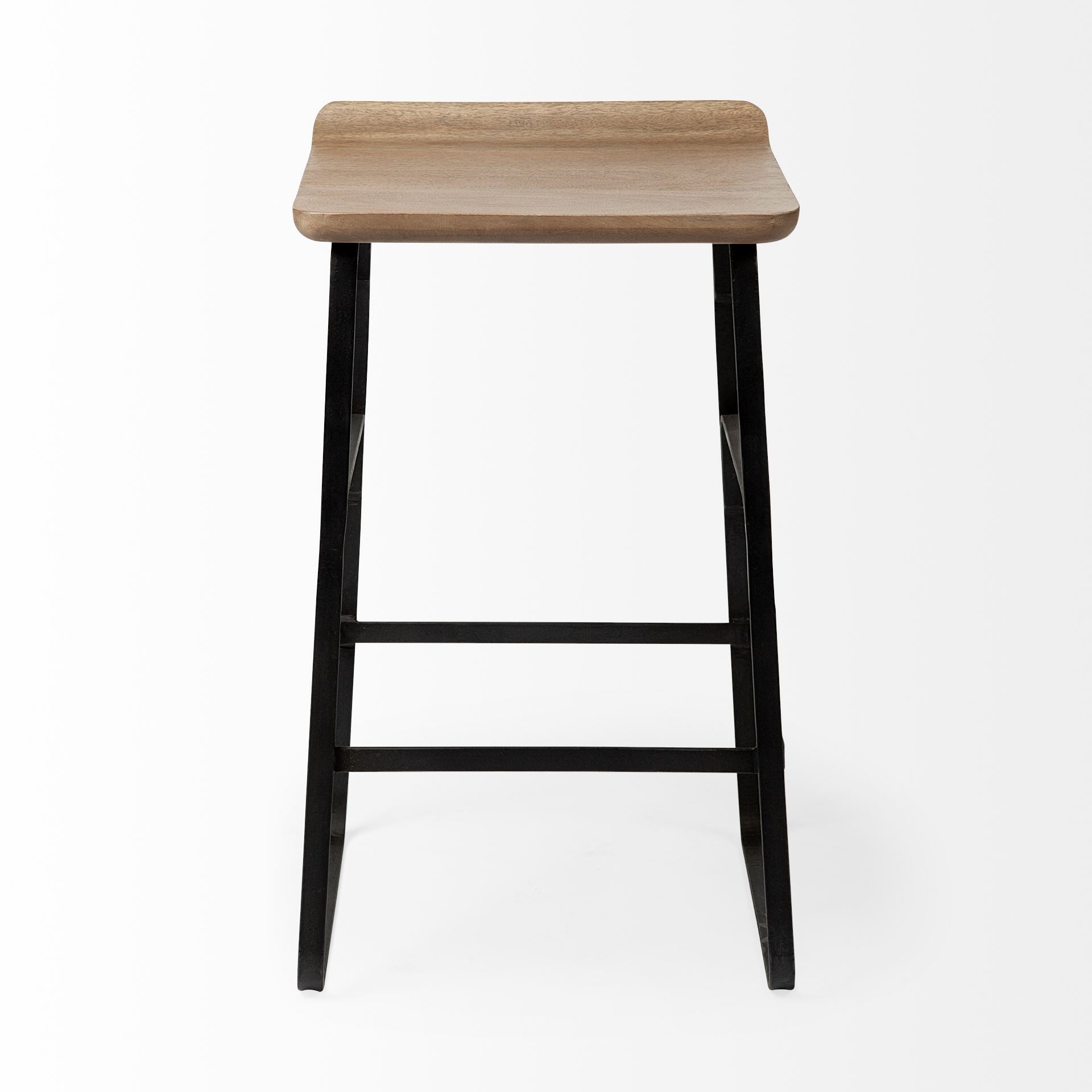 Conan Bar Counter Stool Brown Wood | Black Metal | Counter - bar-stools