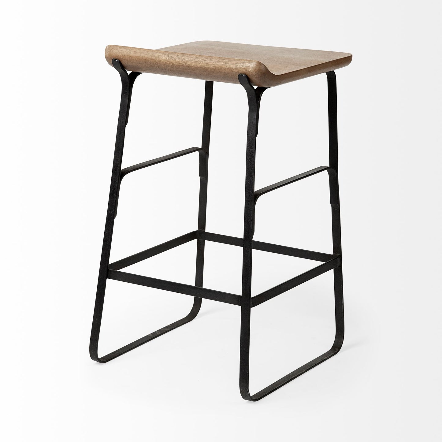 Conan Bar Counter Stool Brown Wood | Black Metal | Counter - bar-stools