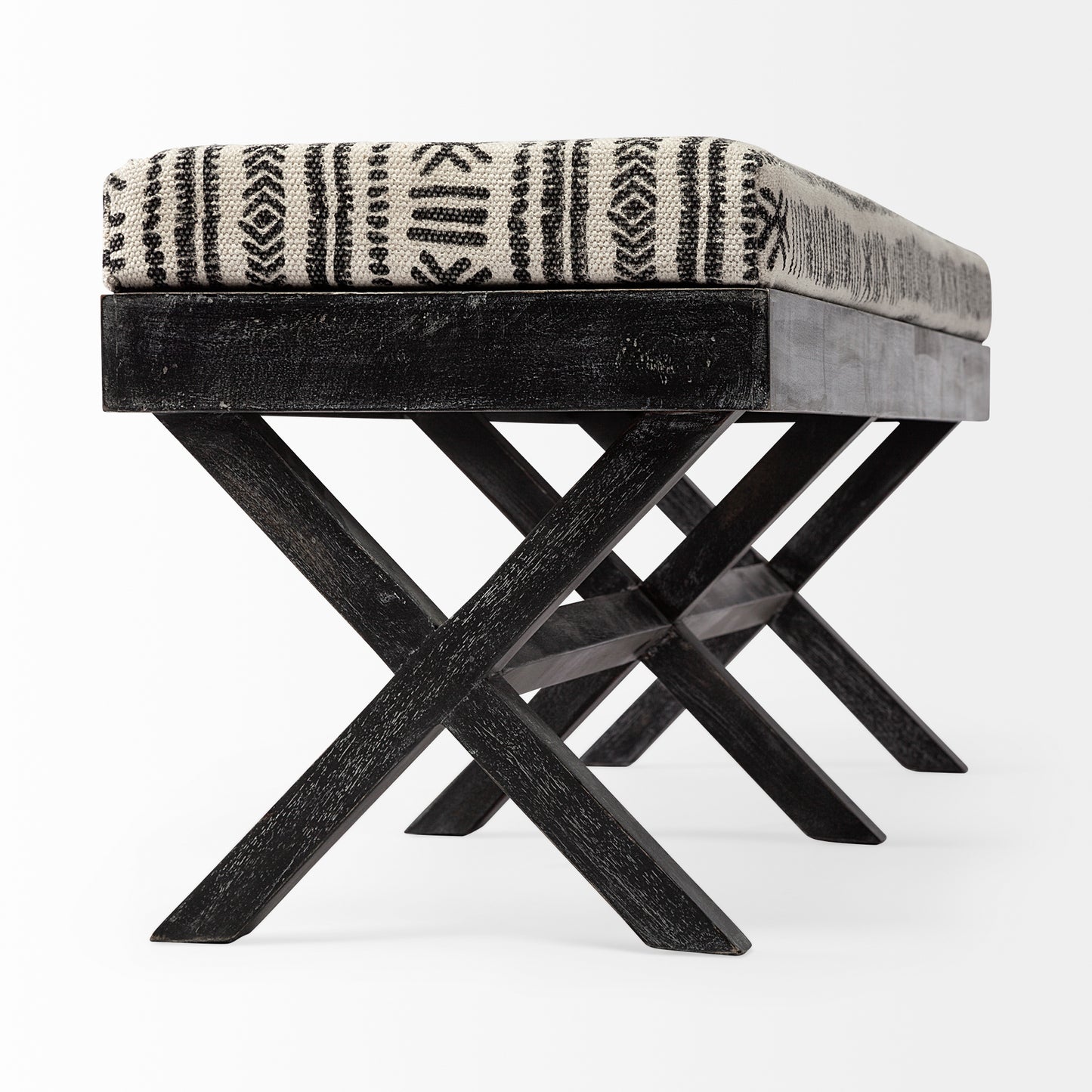 Solis Bench Black/Cream Fabric | Black Wood - benches