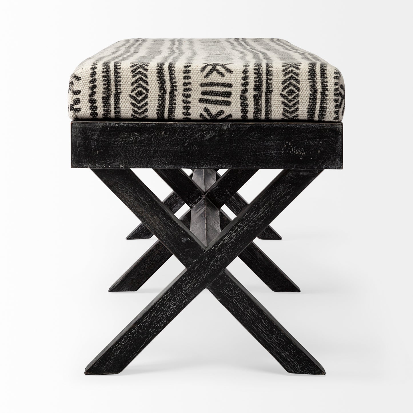 Solis Bench Black/Cream Fabric | Black Wood - benches