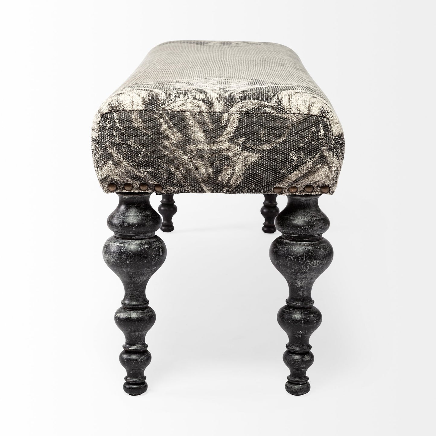 Alhambra Bench Gray Fabric | Black Wood - benches