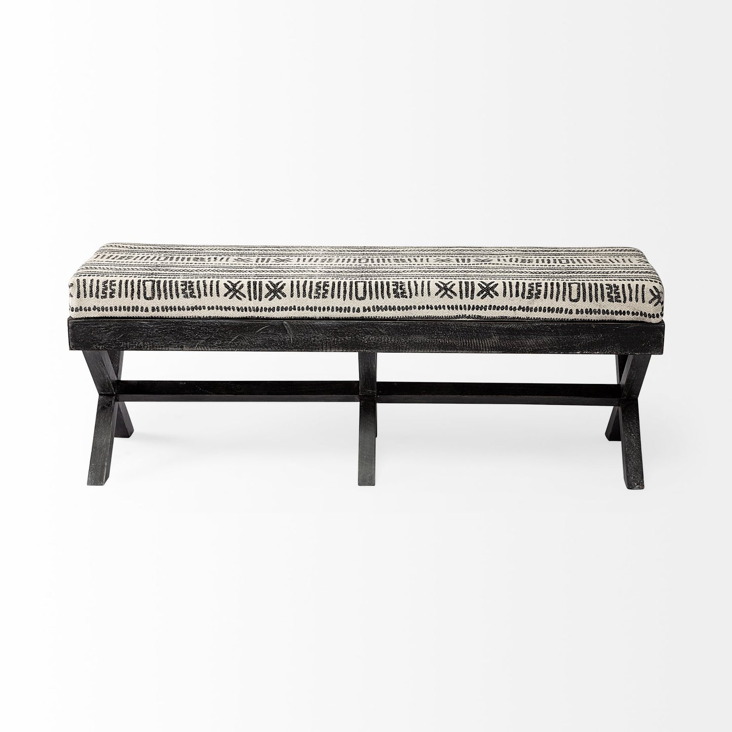 Solis Bench Black/Cream Fabric | Black Wood - benches