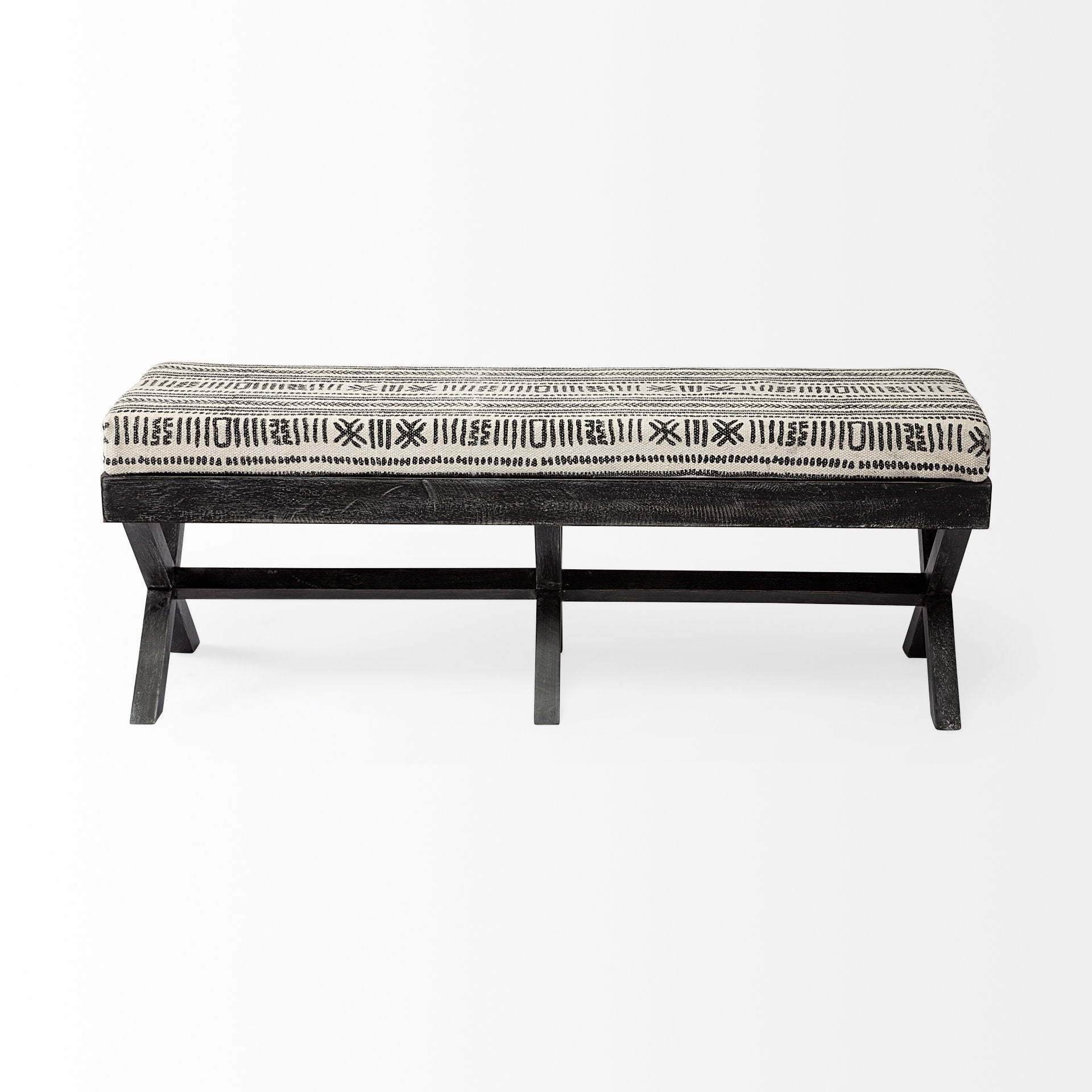 Solis Bench Black/Cream Fabric | Black Wood - benches