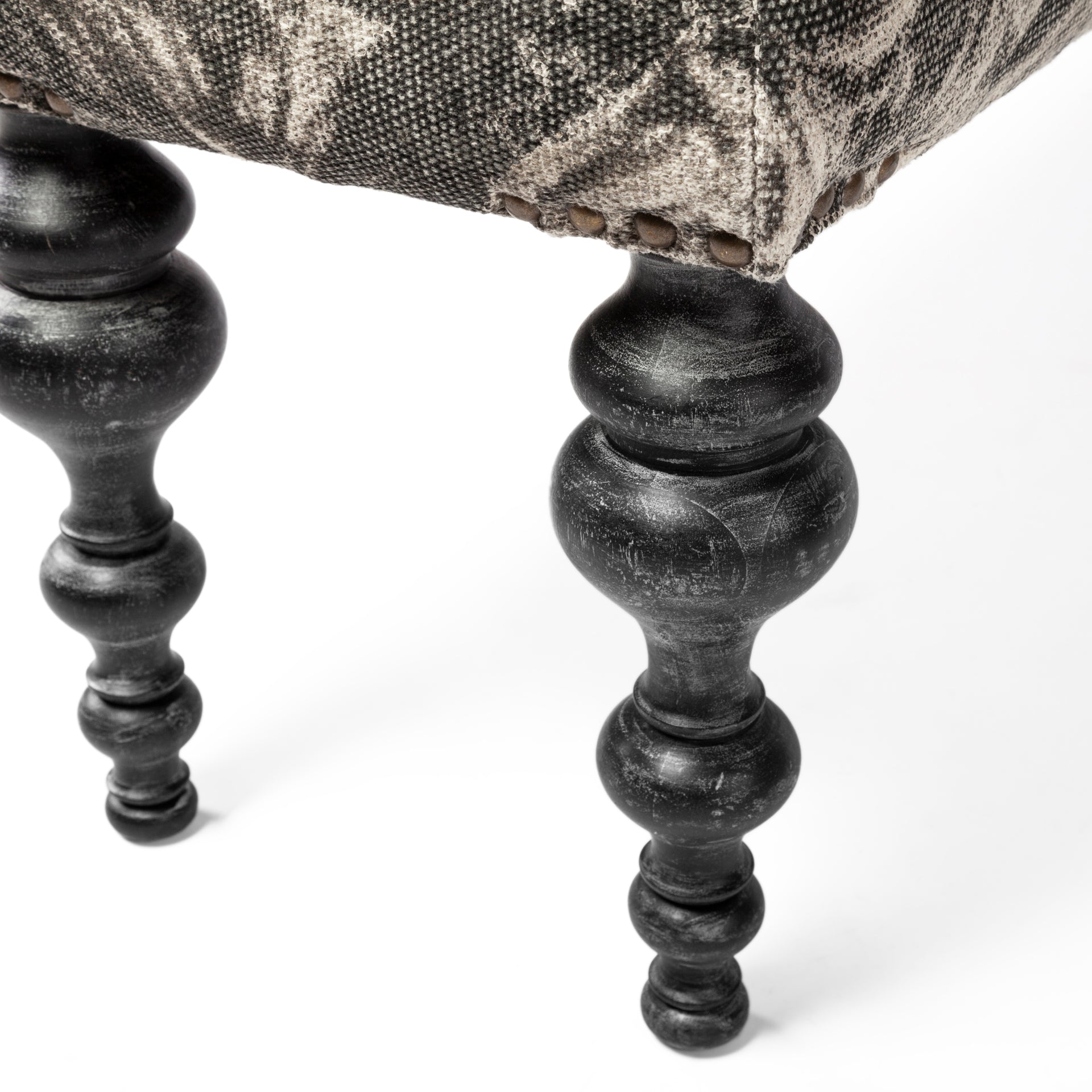 Alhambra Bench Gray Fabric | Black Wood - benches