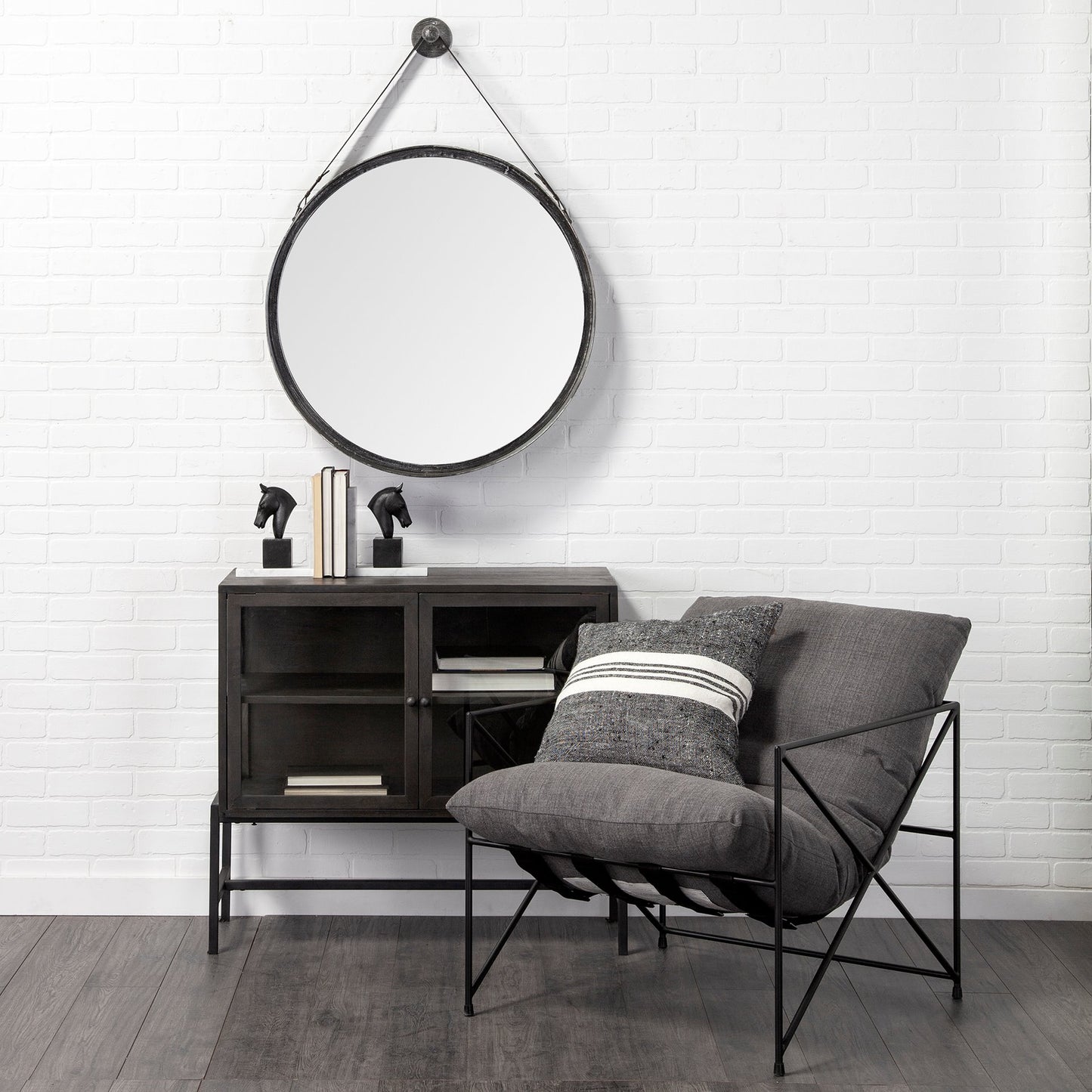 Northdale Wall Mirror Black Metal | 30’’ - wall-mirrors-grouped