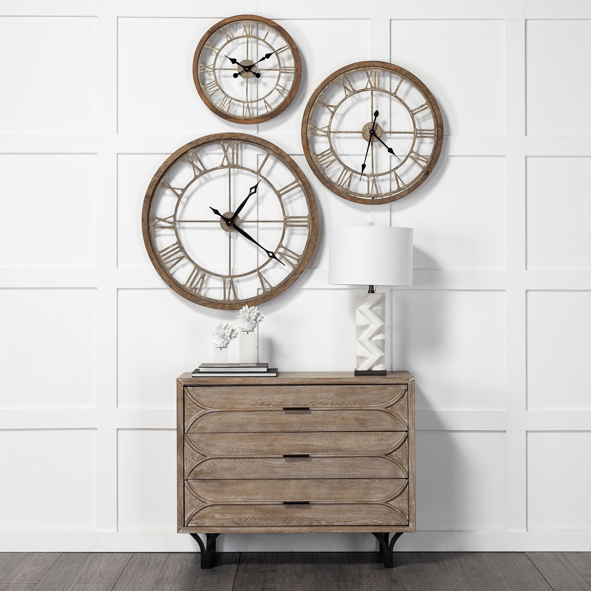 Mething Light Brown  25" Medium Farmhouse Wall Clock