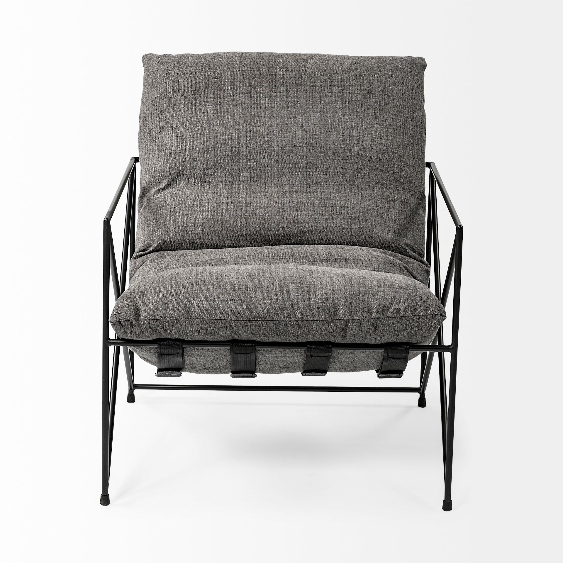 Leonidas Upholstered Accent Chair Gray Fabric | Black Metal - accent-chairs