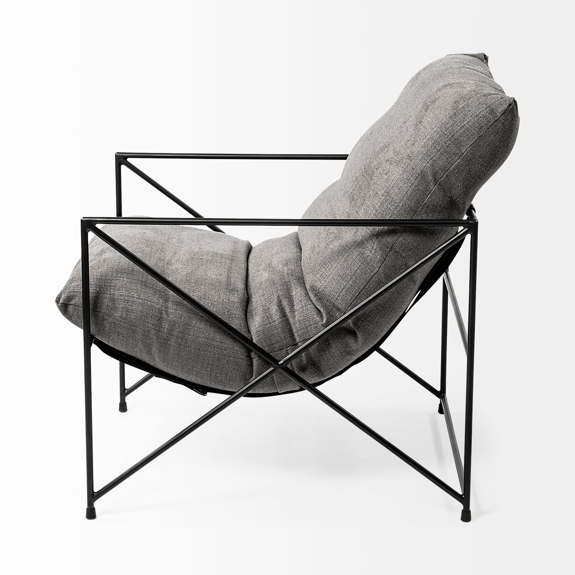 Leonidas Upholstered Accent Chair Gray Fabric | Black Metal - accent-chairs