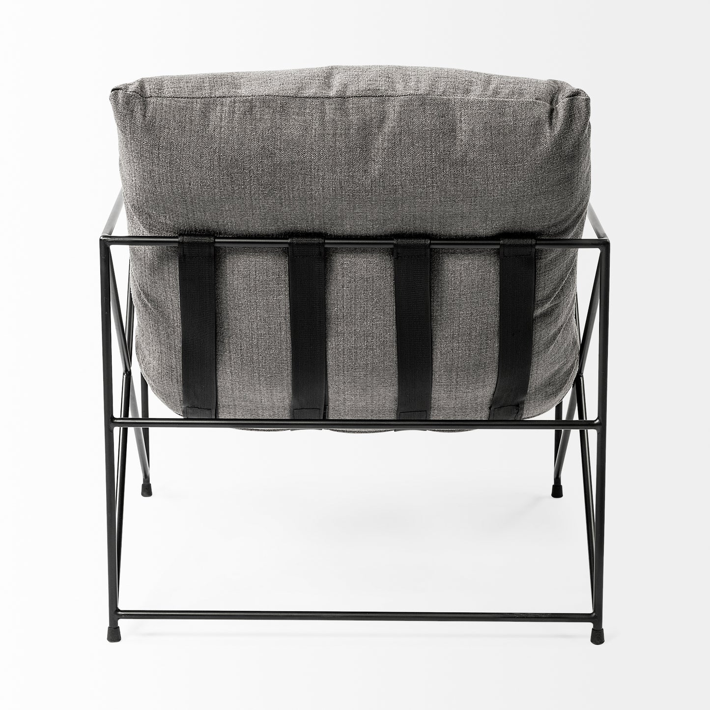 Leonidas Upholstered Accent Chair Gray Fabric | Black Metal - accent-chairs