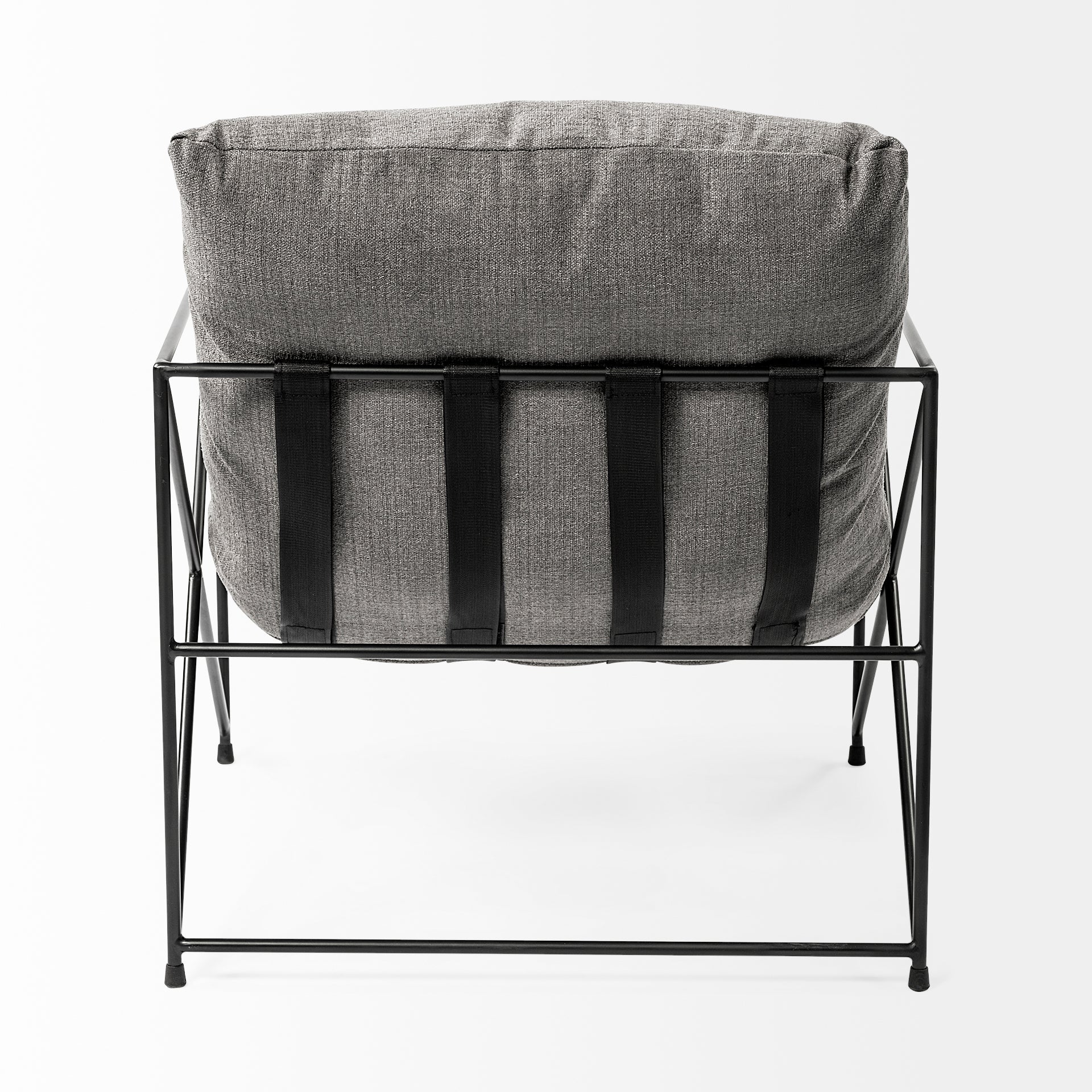 Leonidas Upholstered Accent Chair Gray Fabric | Black Metal - accent-chairs