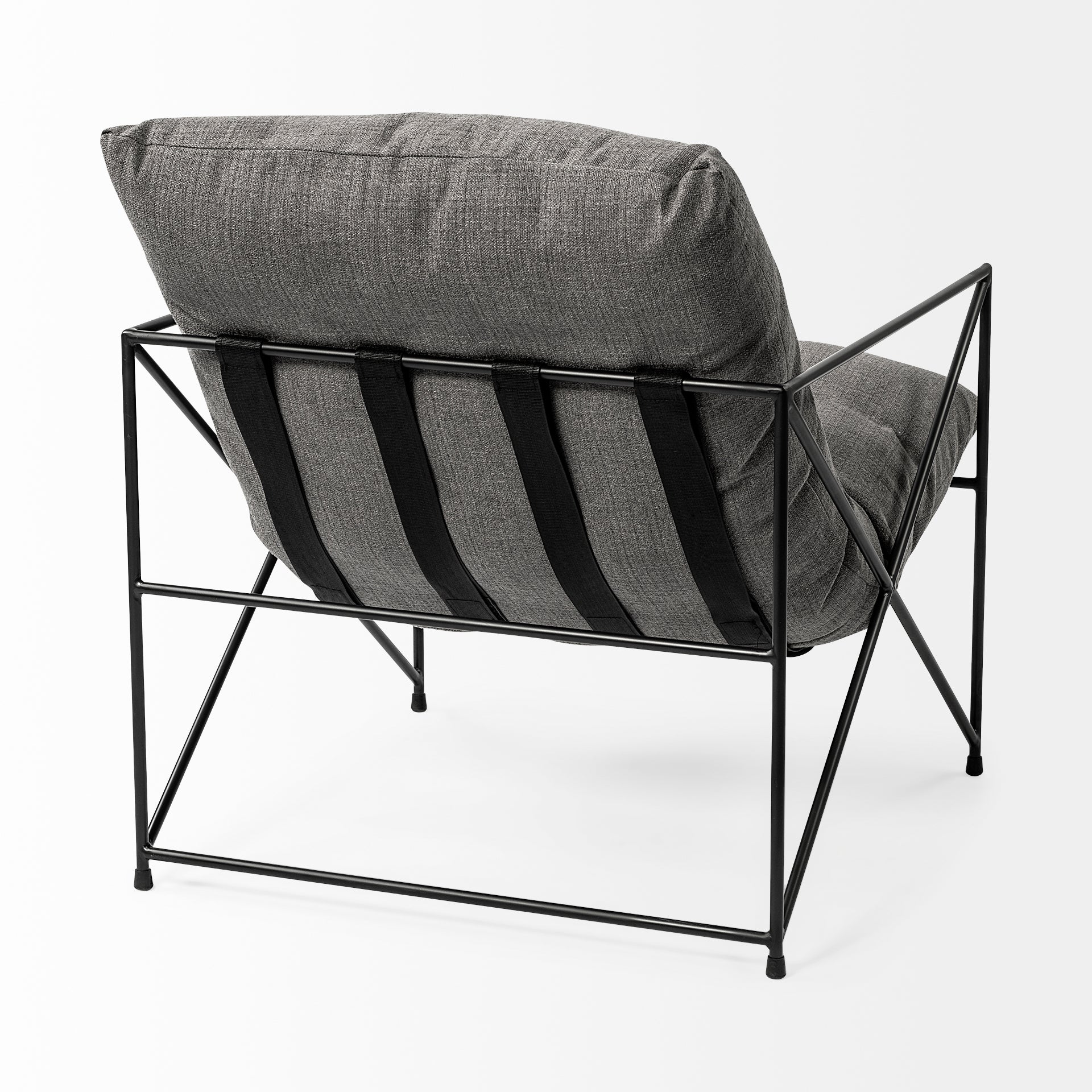 Leonidas Upholstered Accent Chair Gray Fabric | Black Metal - accent-chairs