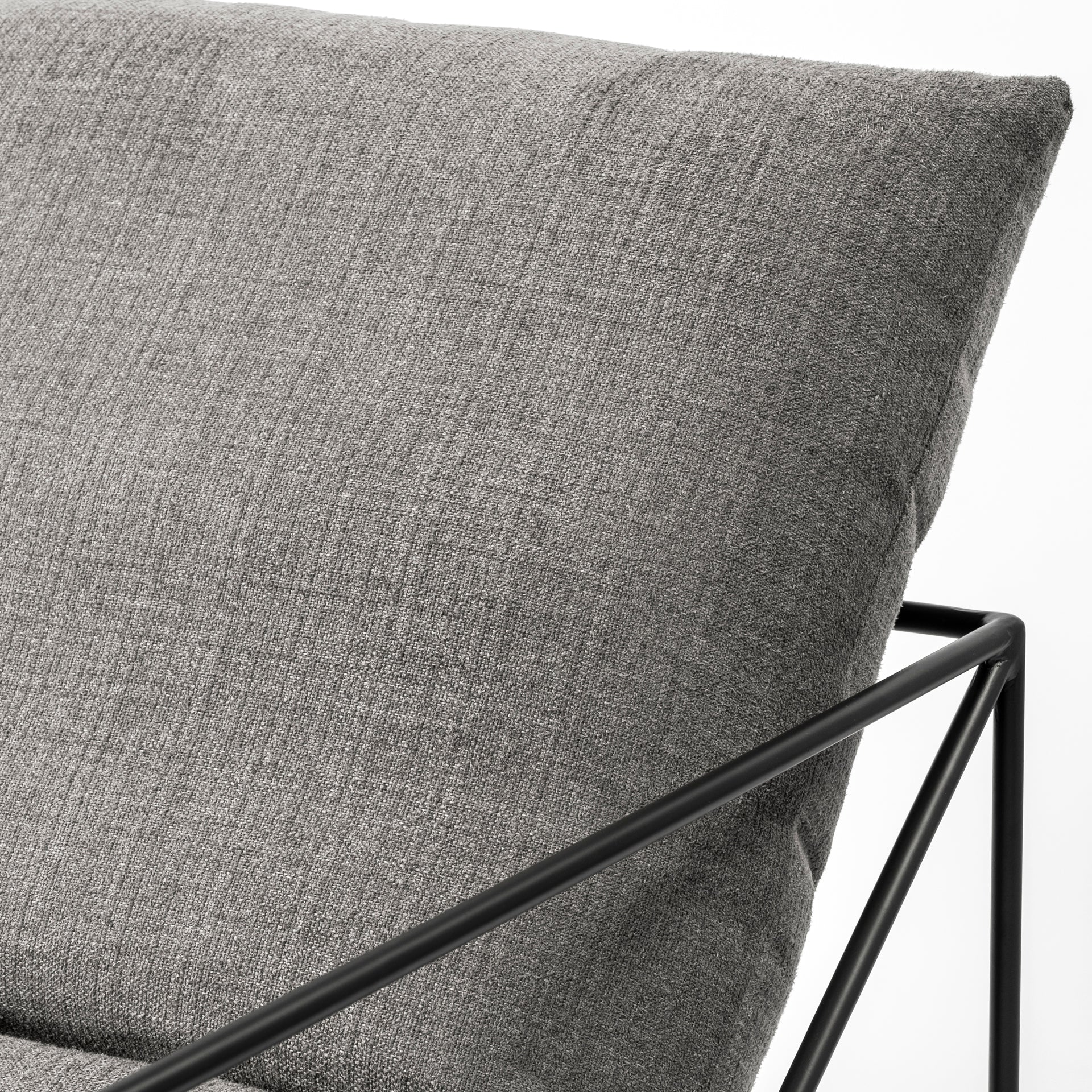 Leonidas Upholstered Accent Chair Gray Fabric | Black Metal - accent-chairs