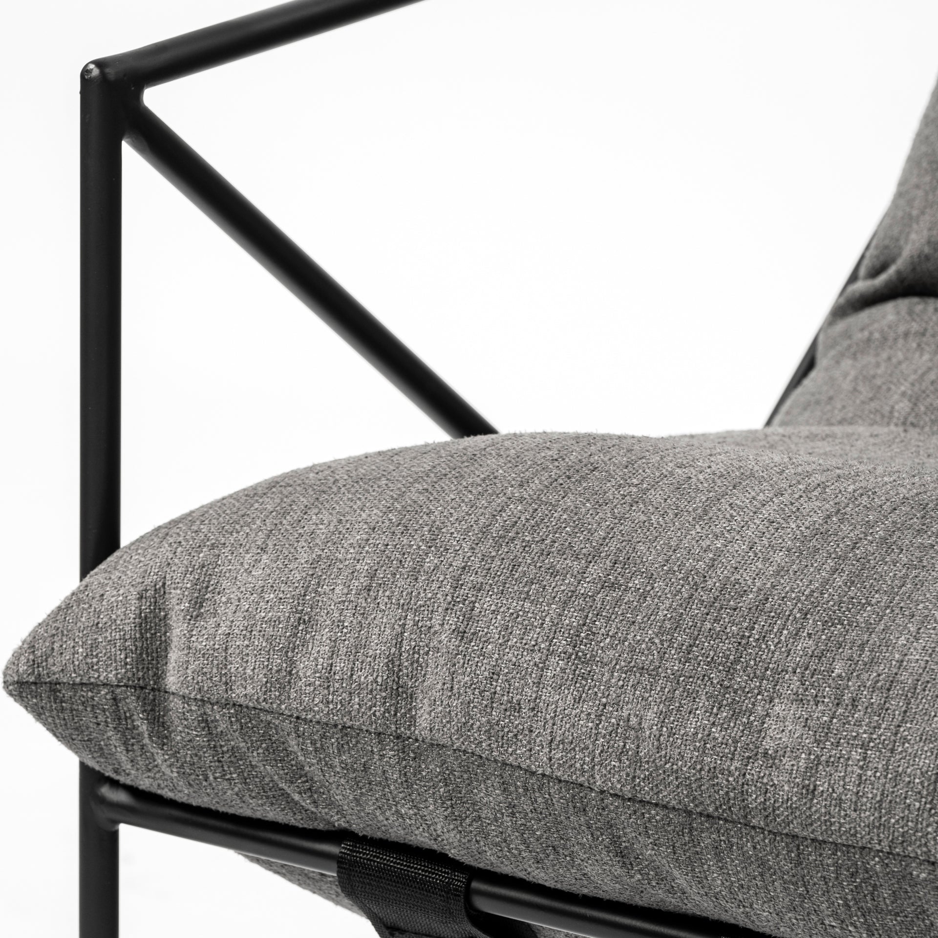 Leonidas Upholstered Accent Chair Gray Fabric | Black Metal - accent-chairs