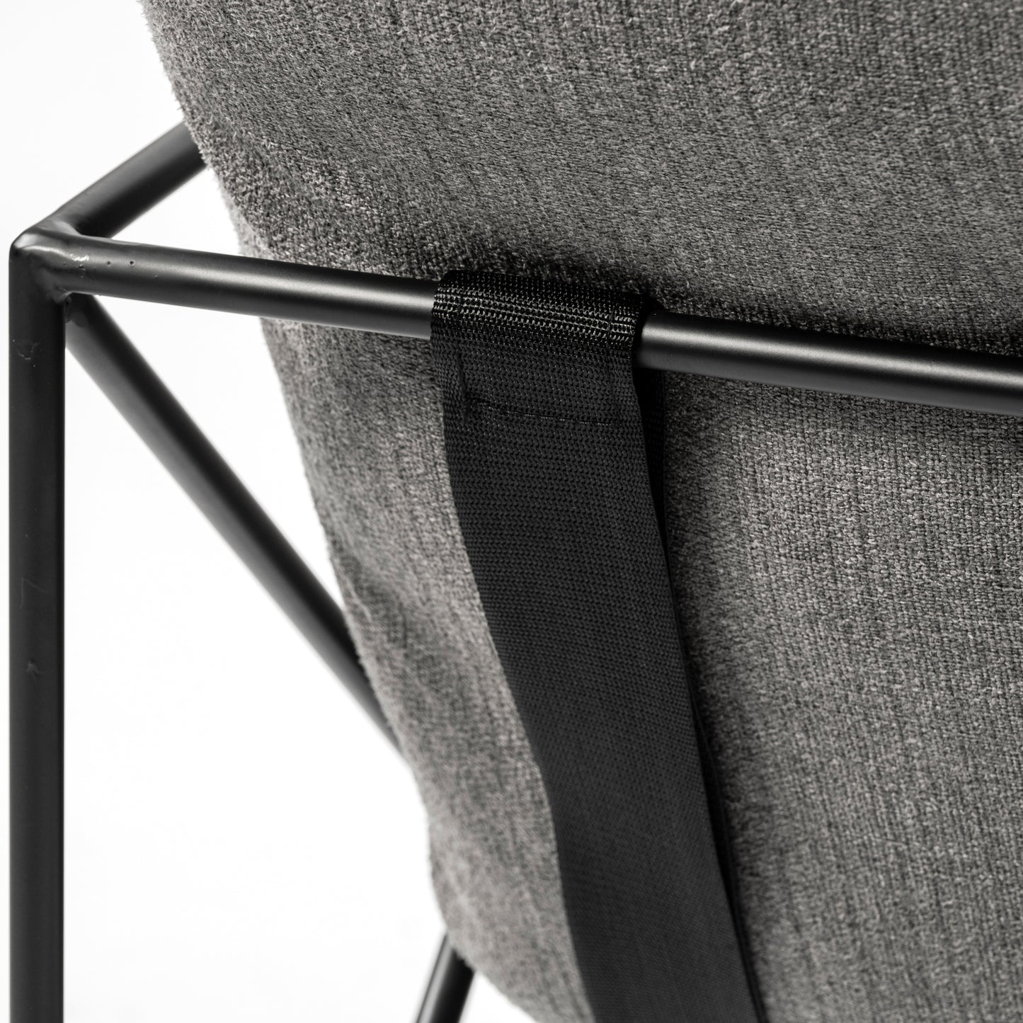 Leonidas Upholstered Accent Chair Gray Fabric | Black Metal - accent-chairs