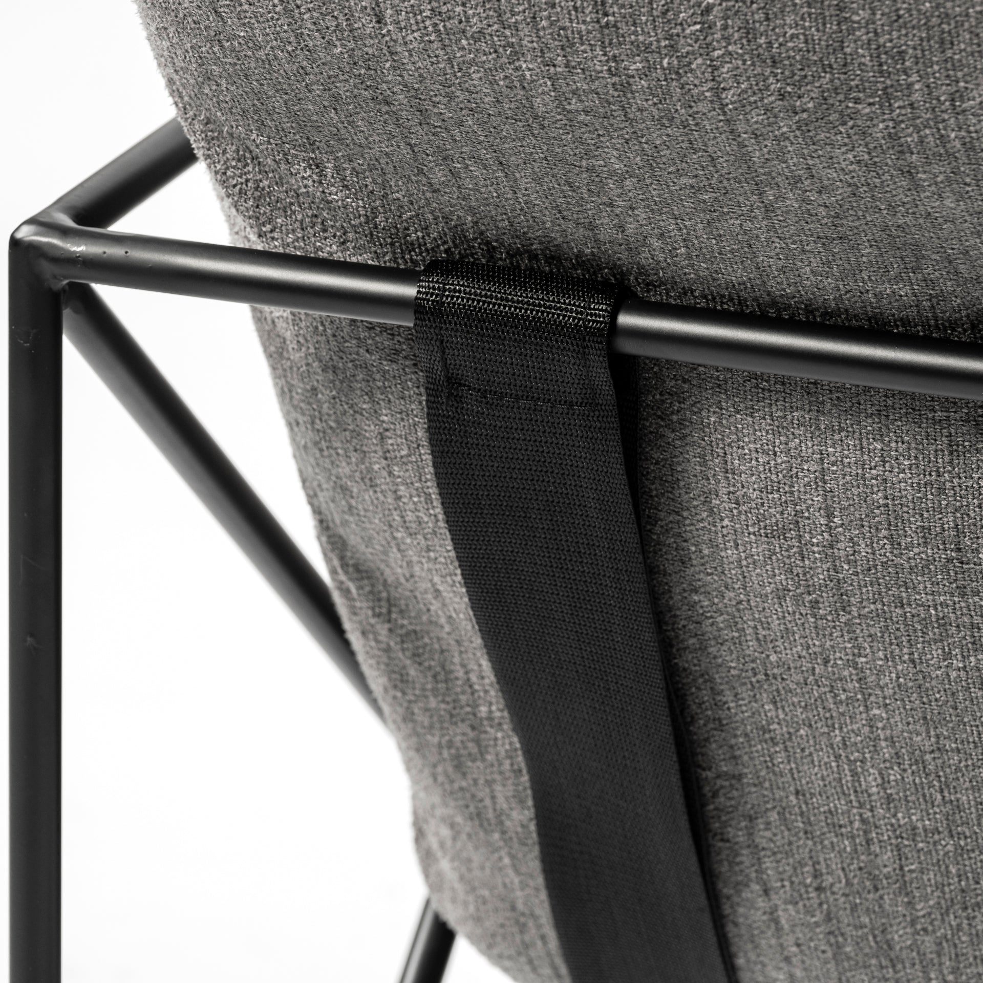 Leonidas Upholstered Accent Chair Gray Fabric | Black Metal - accent-chairs