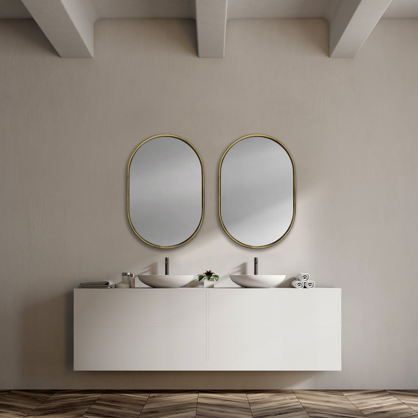 Sylvia Wall Mirror Gold Metal - wall-mirrors-grouped