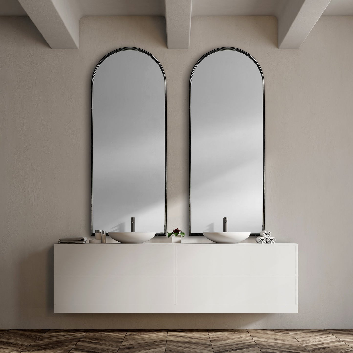 Agatha Wall Mirror Black Metal | 70H - wall-mirrors-grouped