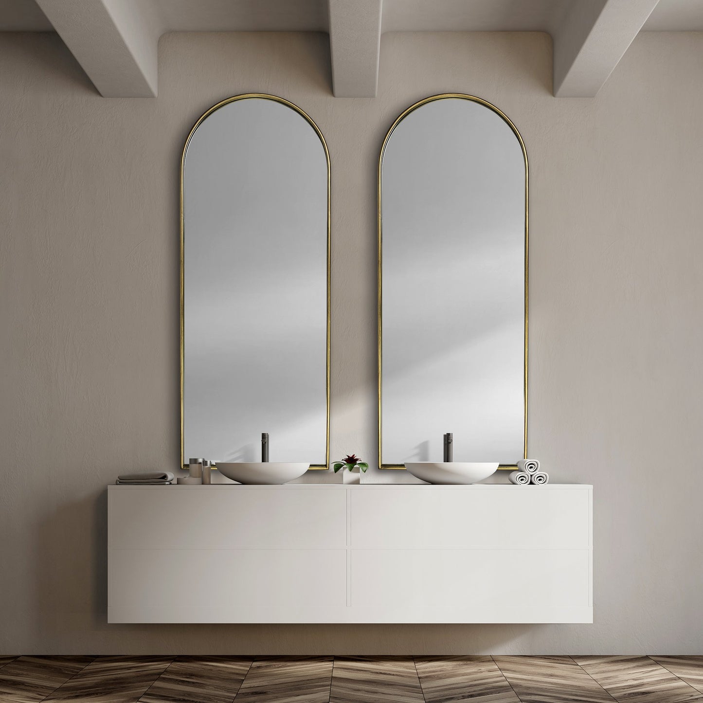 Agatha Wall Mirror Gold Metal | 70H - wall-mirrors-grouped