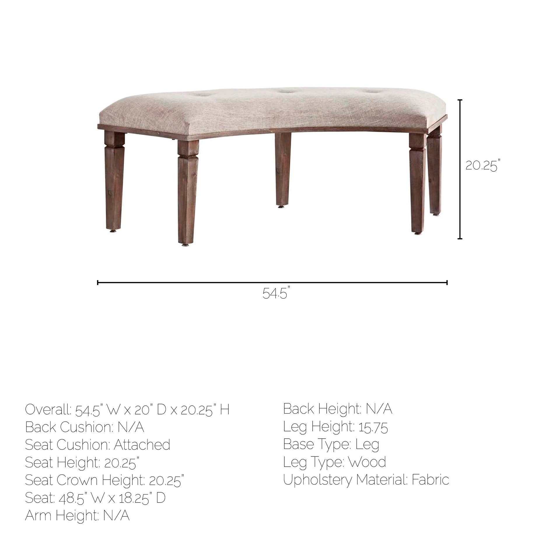 Aponas Bench Beige Fabric | Brown Wood - benches