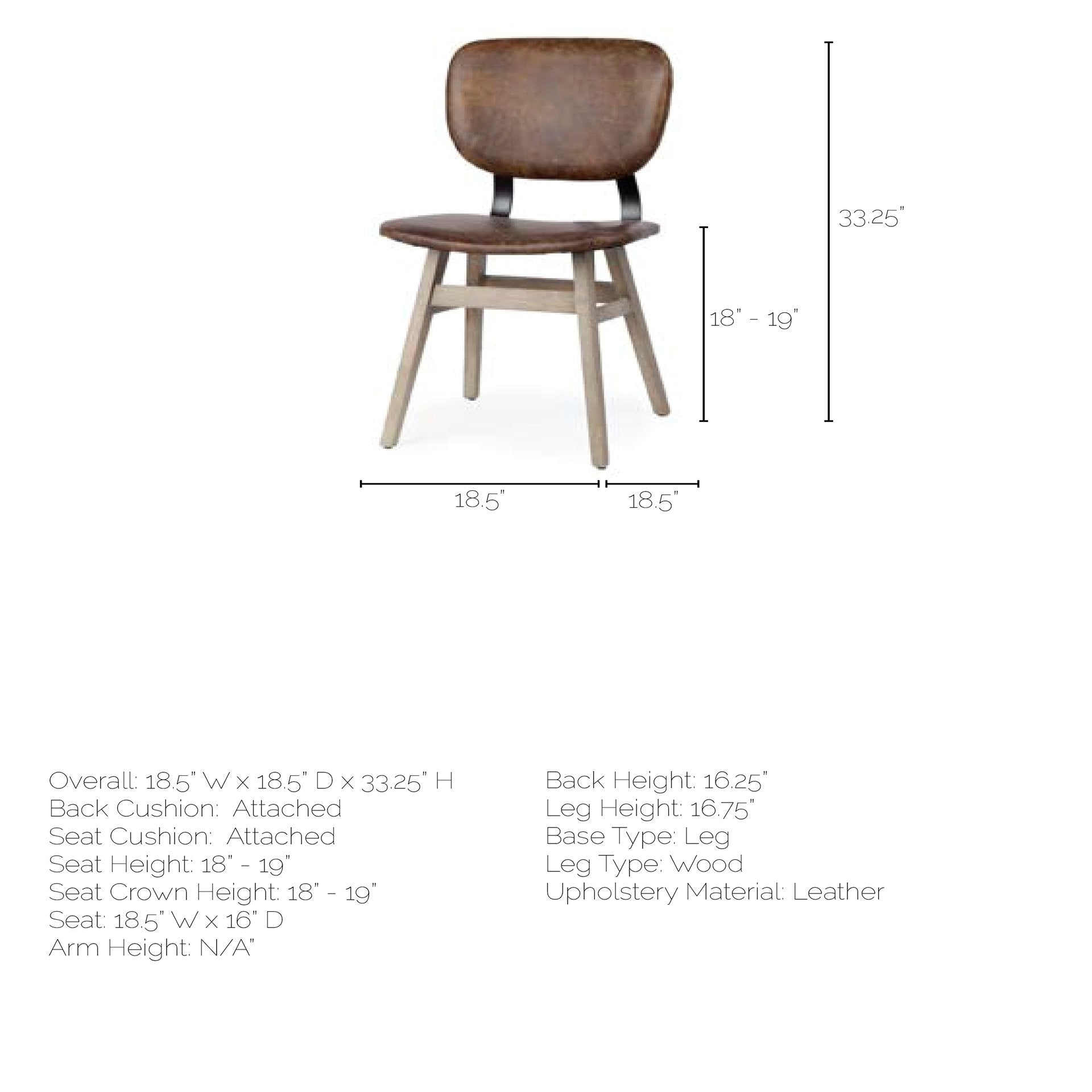 Haden Leather Dining Chair Brown Leather | Brown wood - dining-chairs