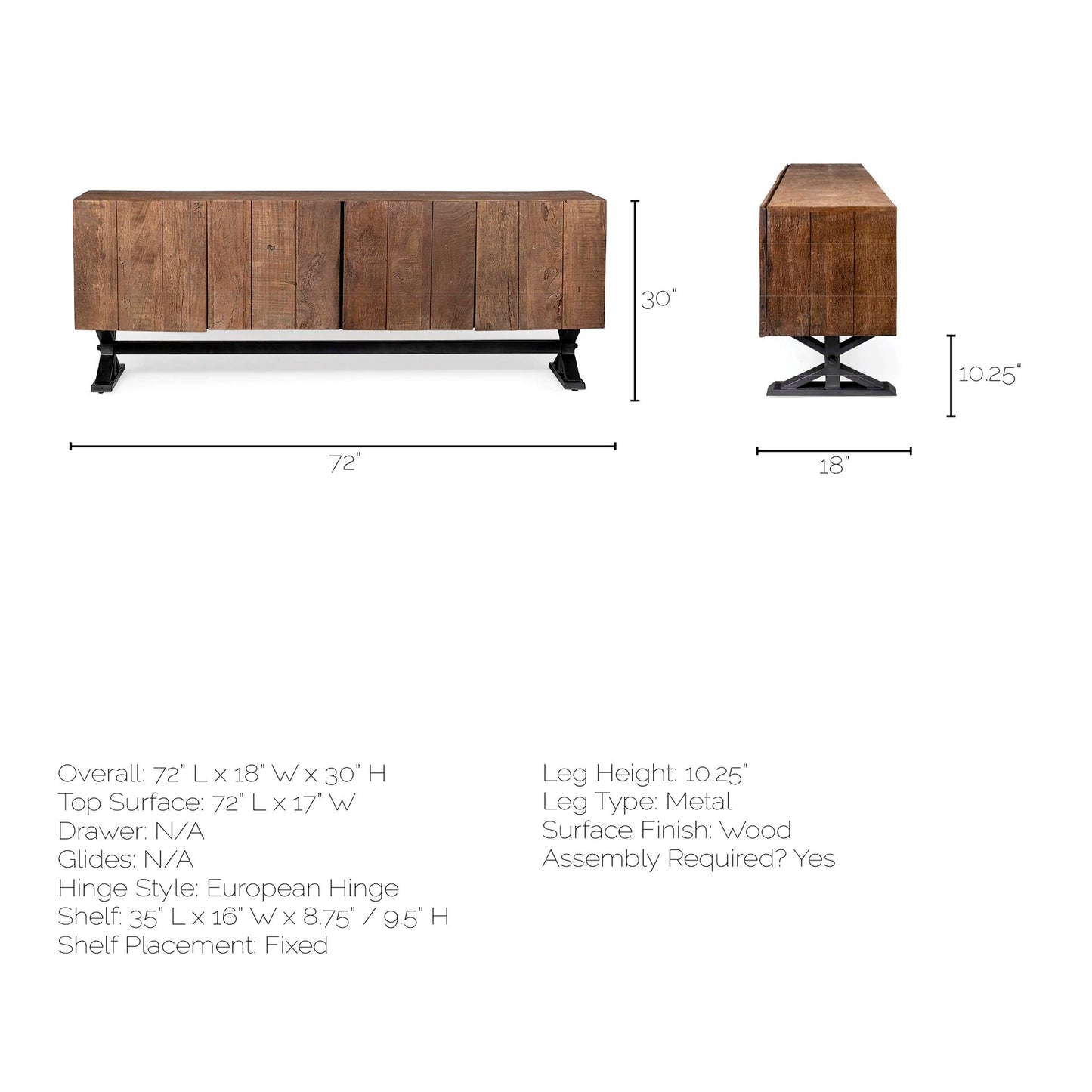 Hollingworth Sideboard Brown Wood | Nickel Metal - sideboards-and-buffets