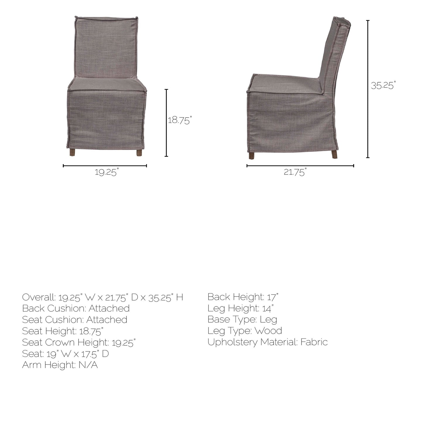 Elbert Dining Chair Gray Fabric | Side Chair - dining-chairs